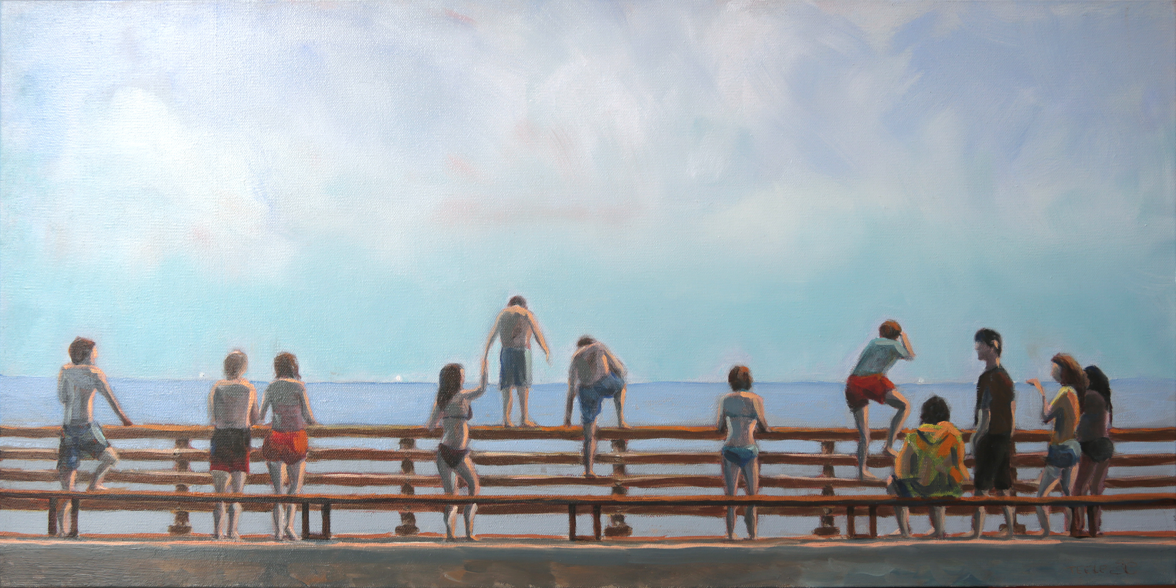 Jump- Jaws Bridge, 15x30 oil on deep profile canvas