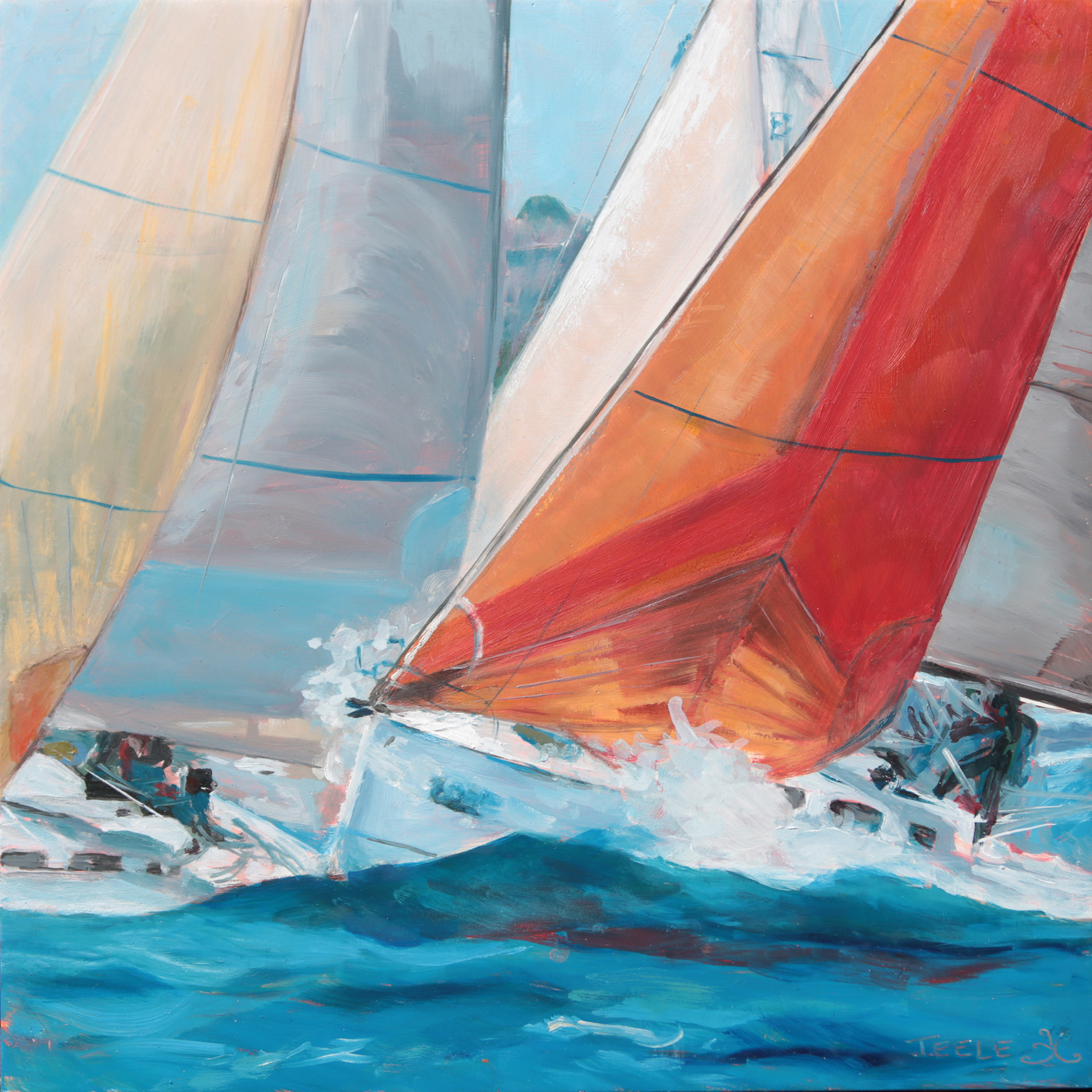 "Swells" 10x10, oil and cold wax on birch board