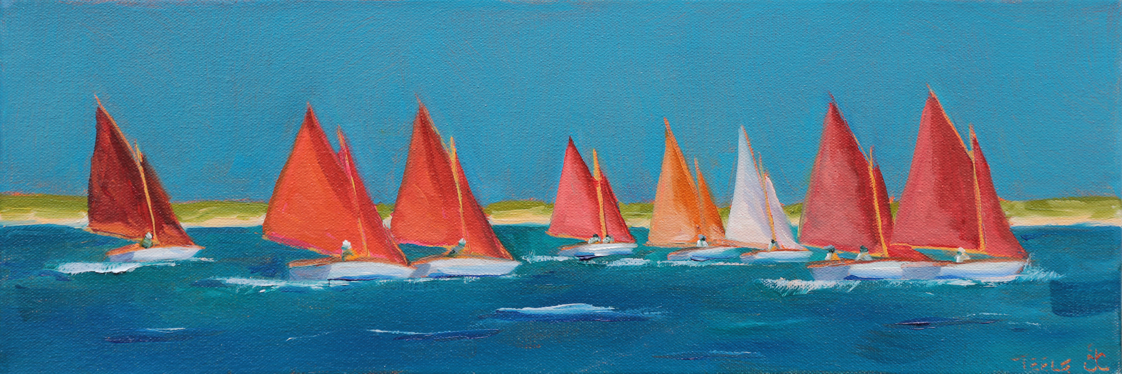 "Shades of Red" 18x6 Oil on canvas