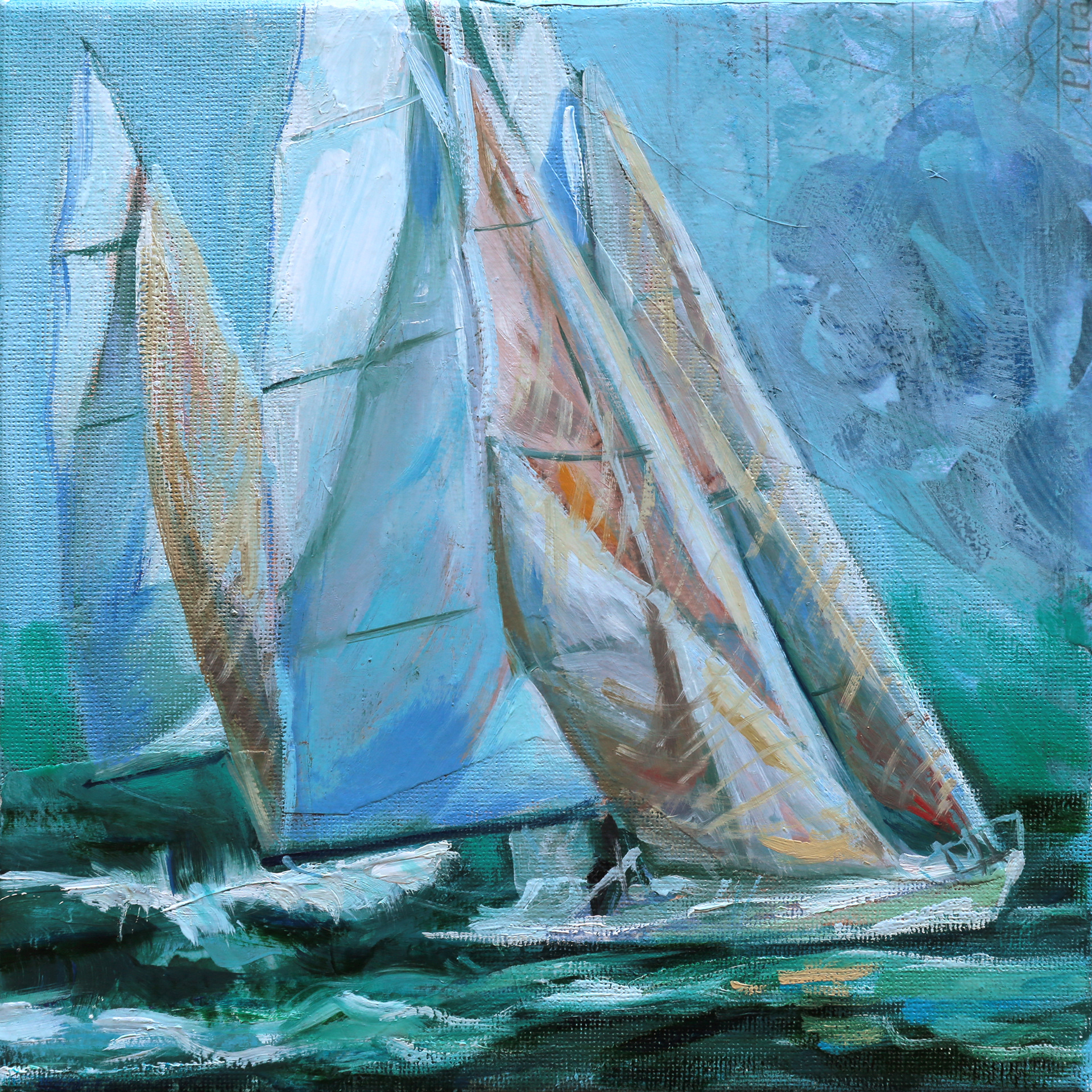 "The Surge" 8x8, Mixed Media