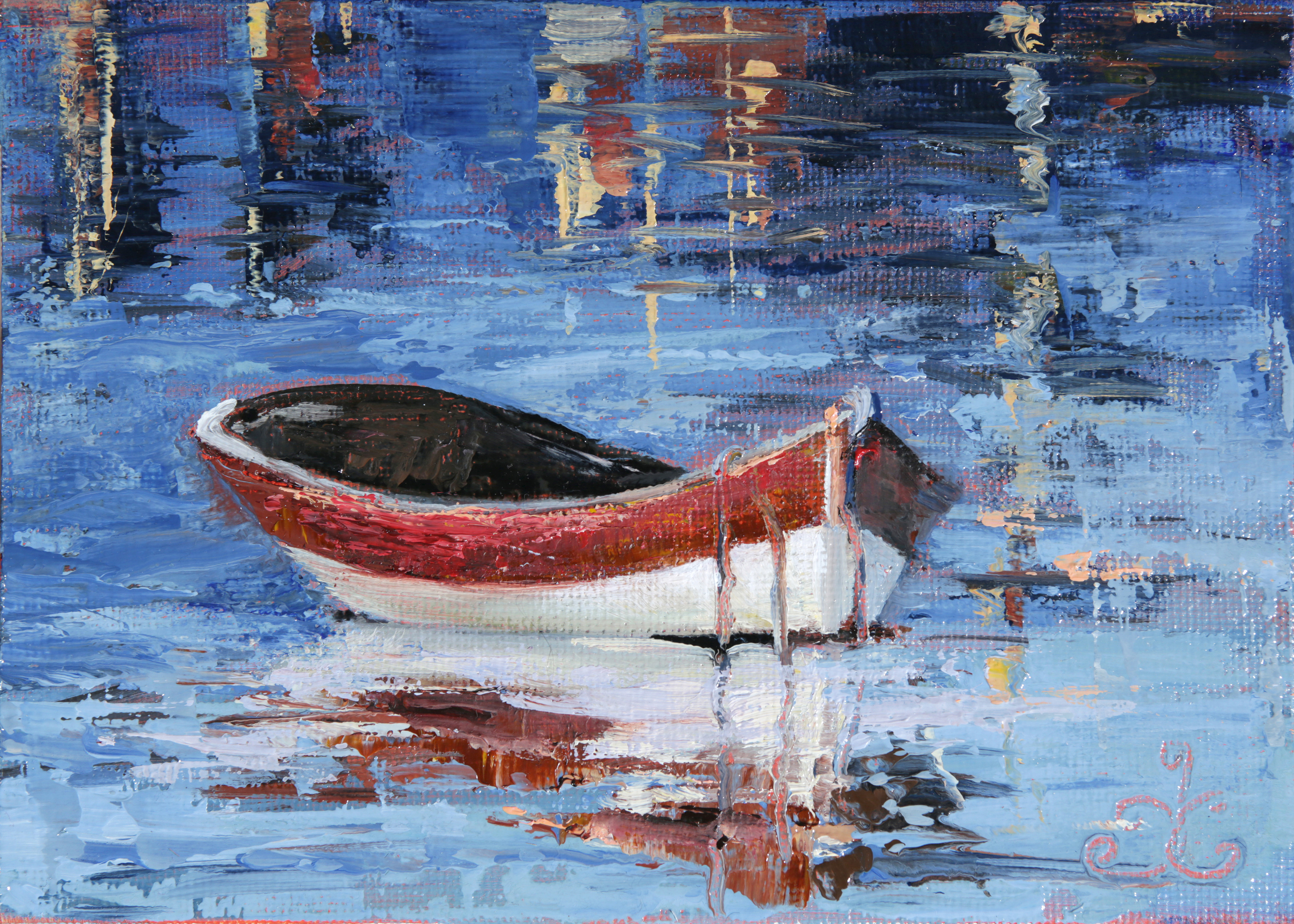 "Rusty Browns and Blues" 5x7, oil on canvas 