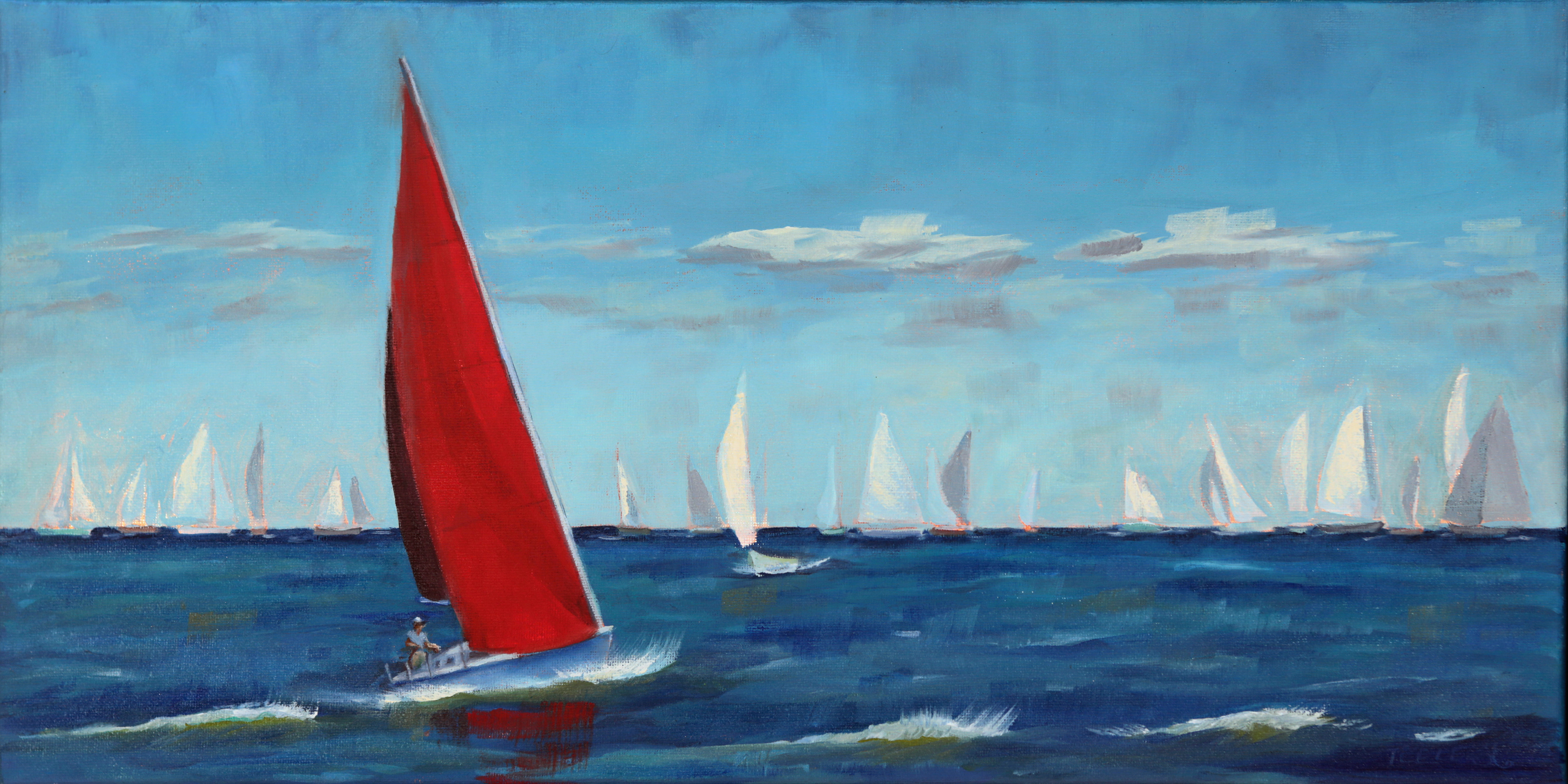 "Regatta" 10x20, oil on canvas, frame