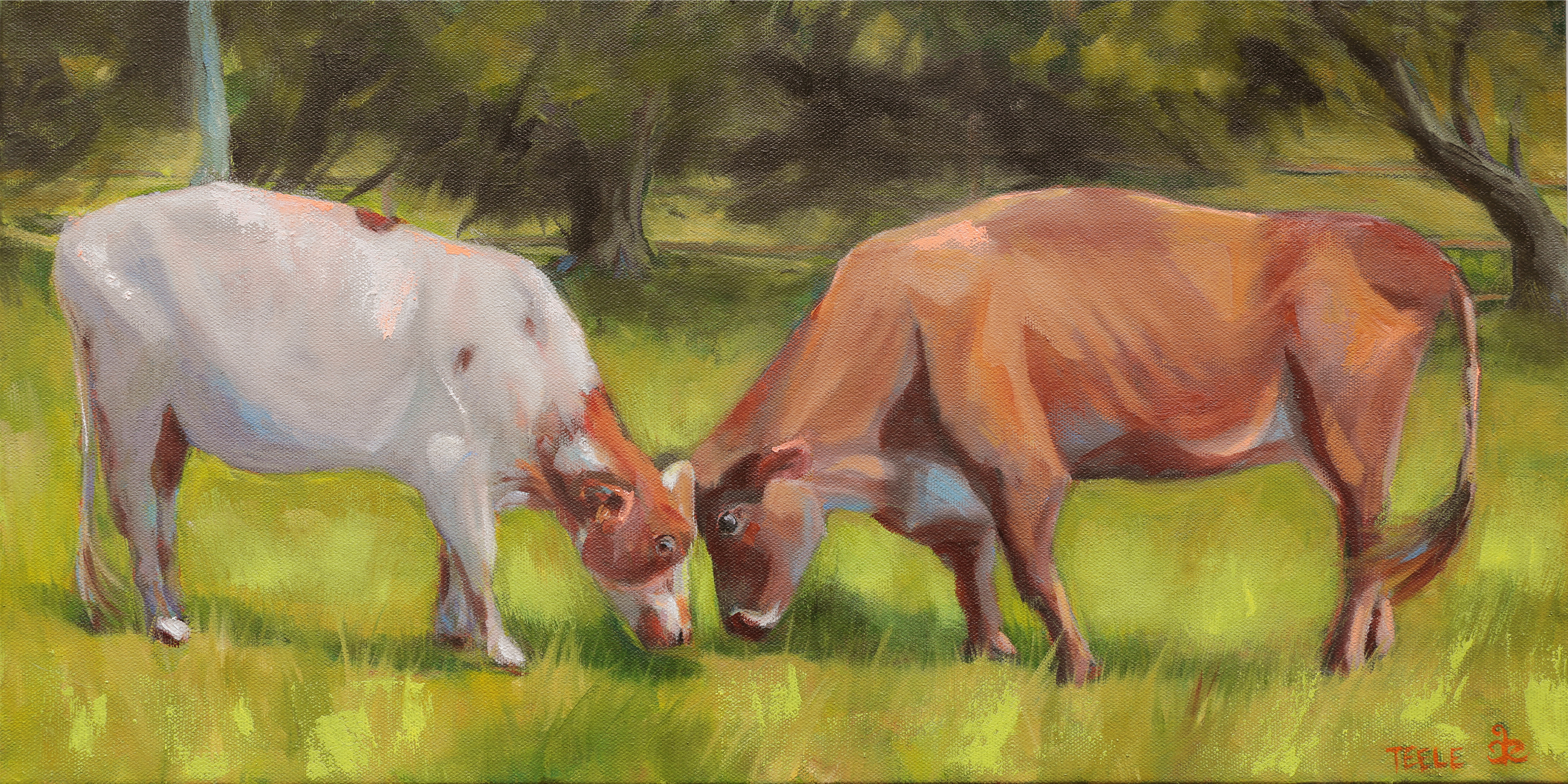 "Lucky Friends" 12x24, oil on canvas