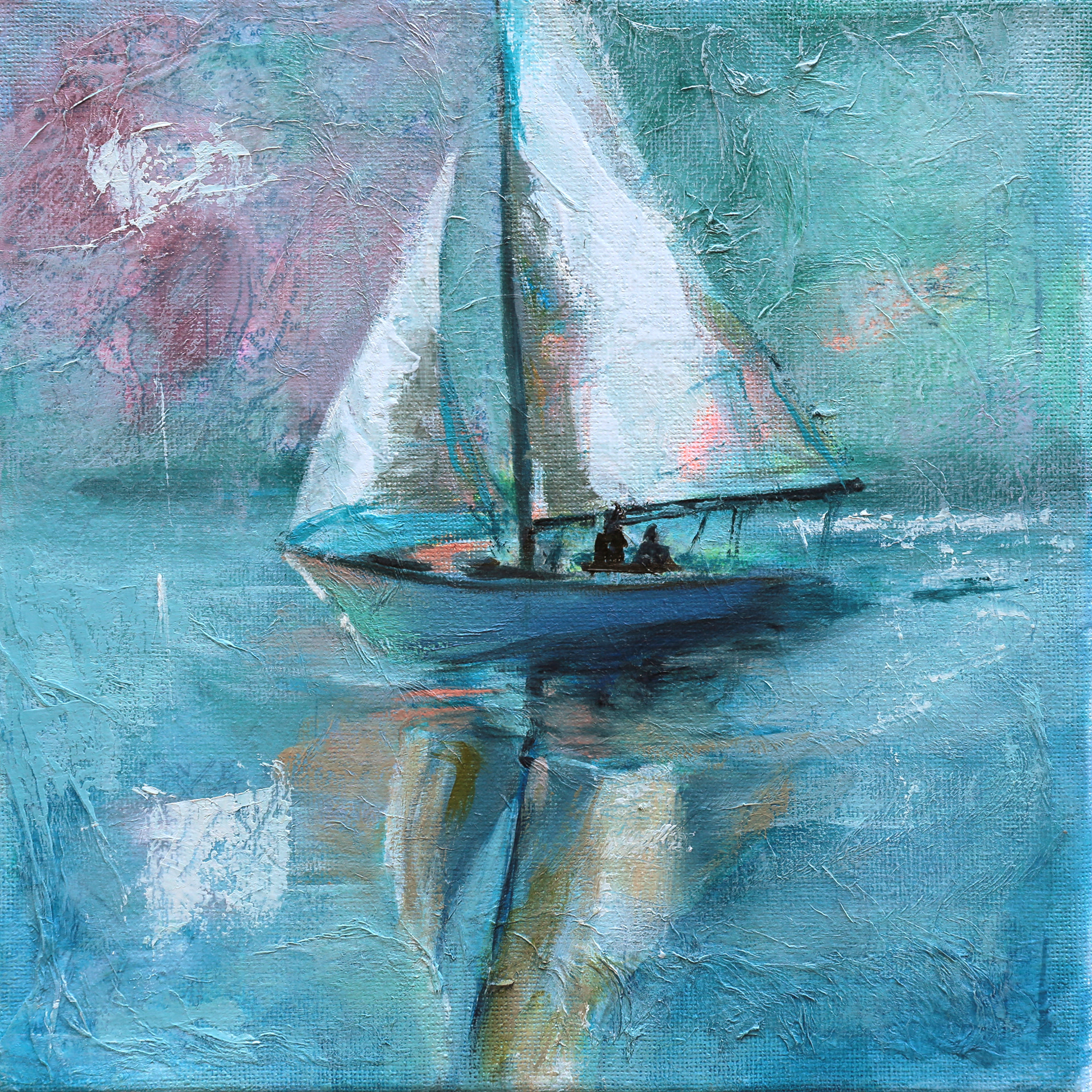 "Navigating Dusk" 8x8, Mixed Media