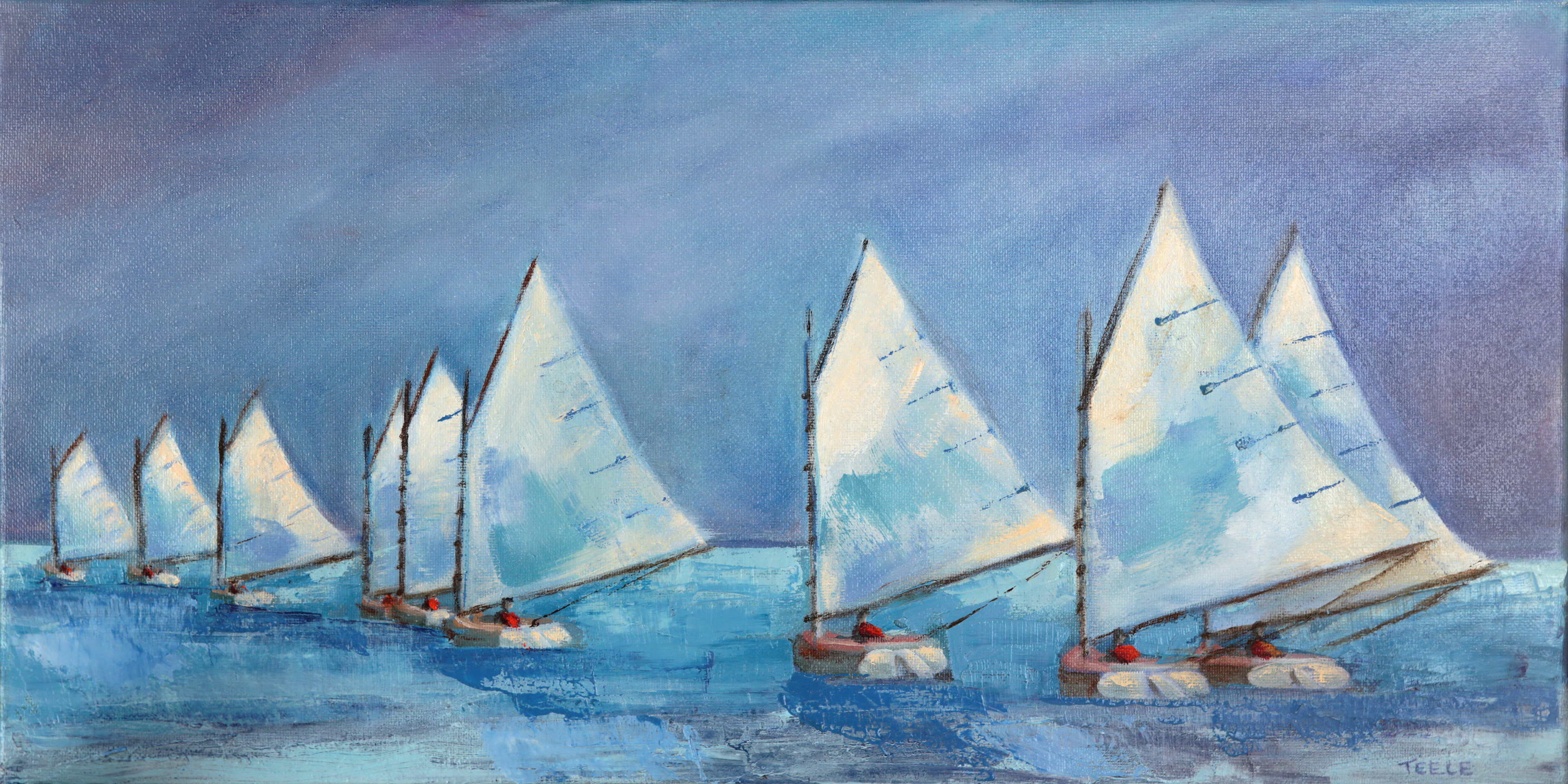 "Sailing School" 20x10, oil on canvas, framed