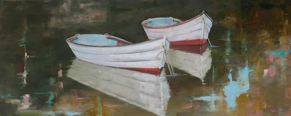 "Rowboat Kin" 16x40, oil on deep canvas