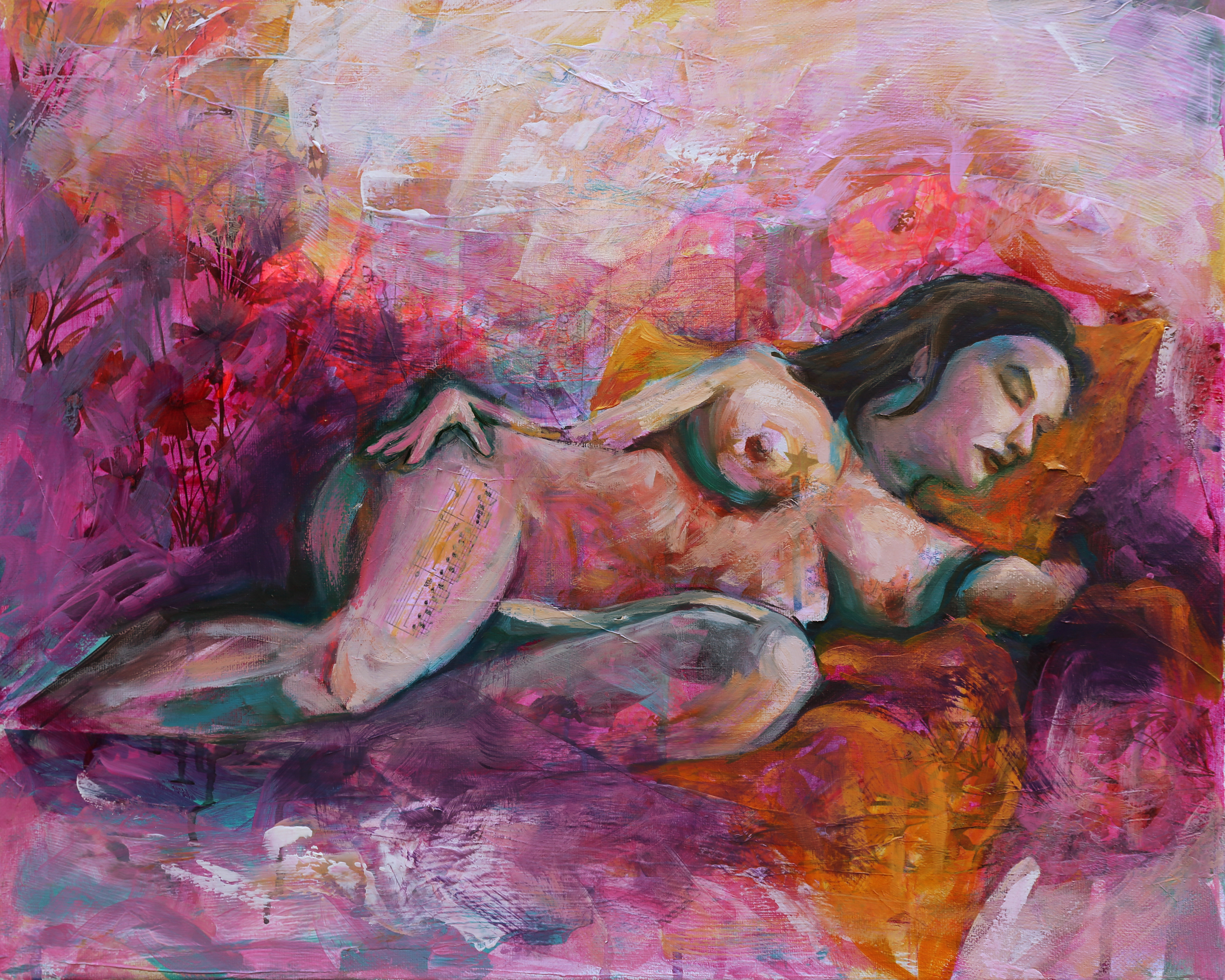 "Adagio - A figure study" 16x20 Mixed Media