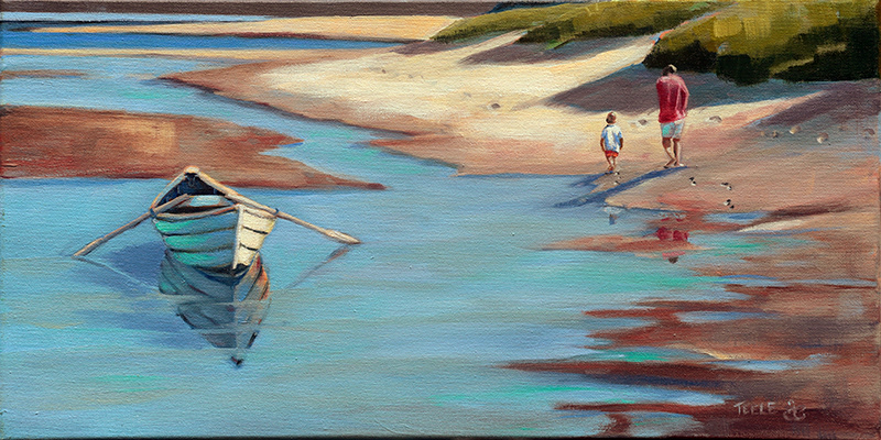 Waiting for the Tides" 20x10, oil on canvas