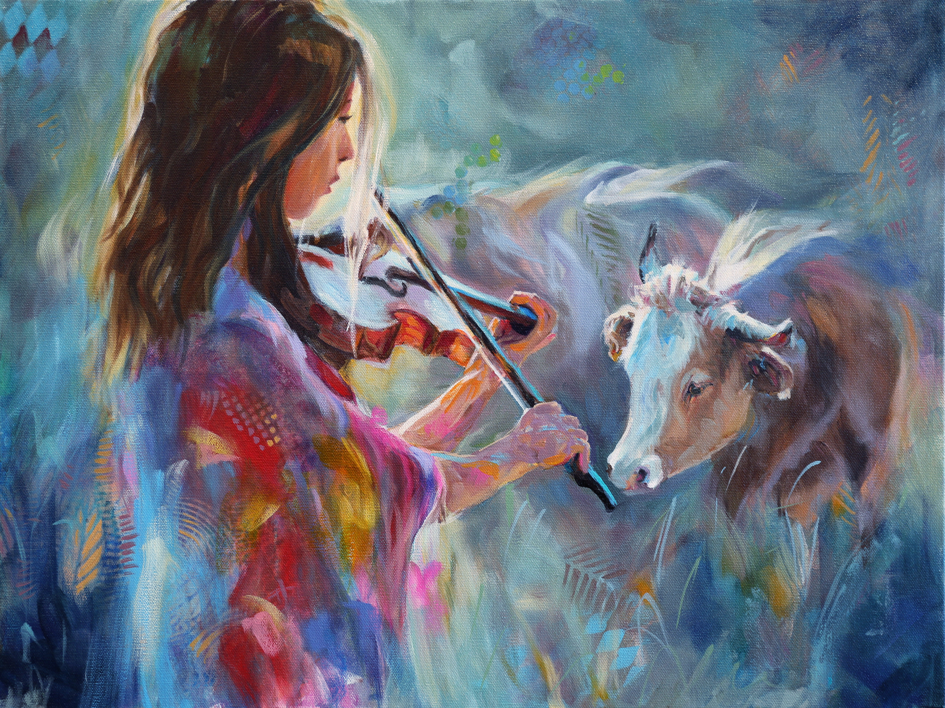 "The Listener"  18x24 Mixed Media