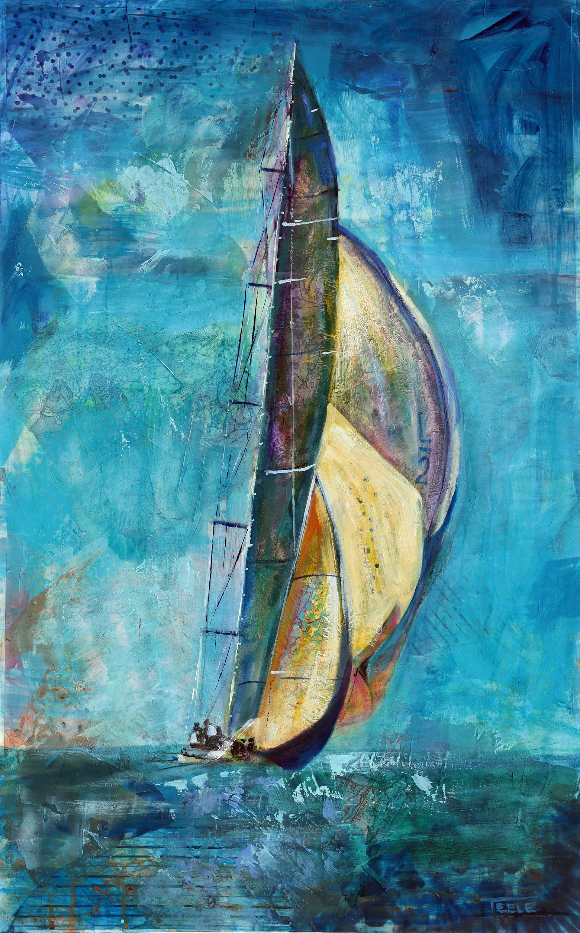 "Turquoise Journey" Mixed Media on Paper 17x28