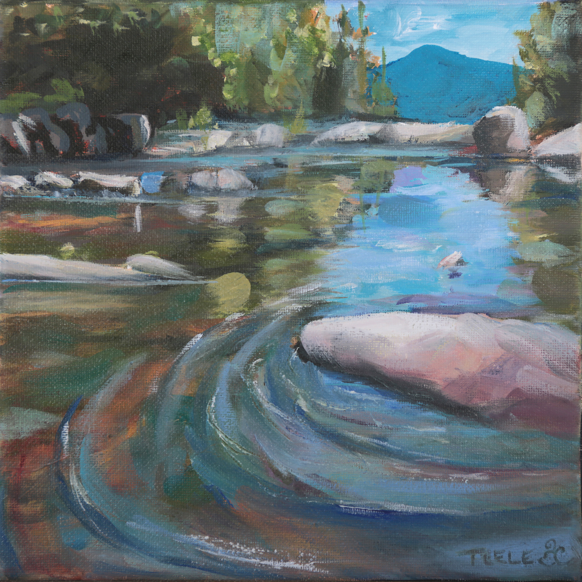 "White Mountain Swirls" 8x8 oil on canvas