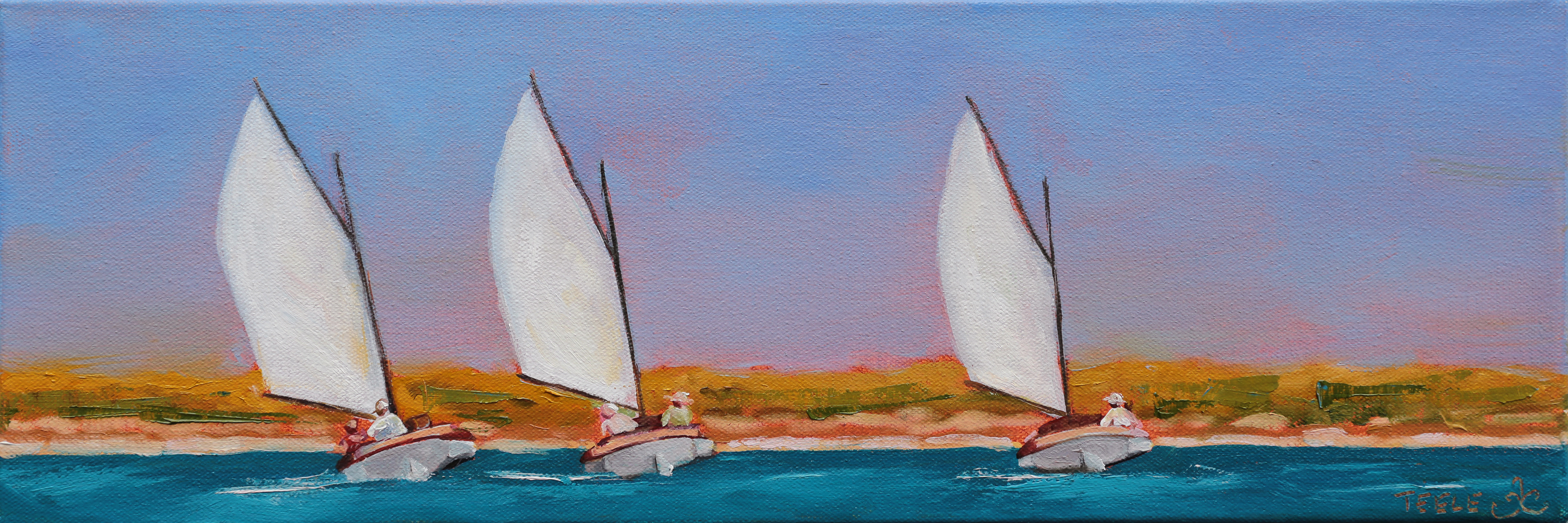 "Weekend Sail" 18x6 Oil on canvas