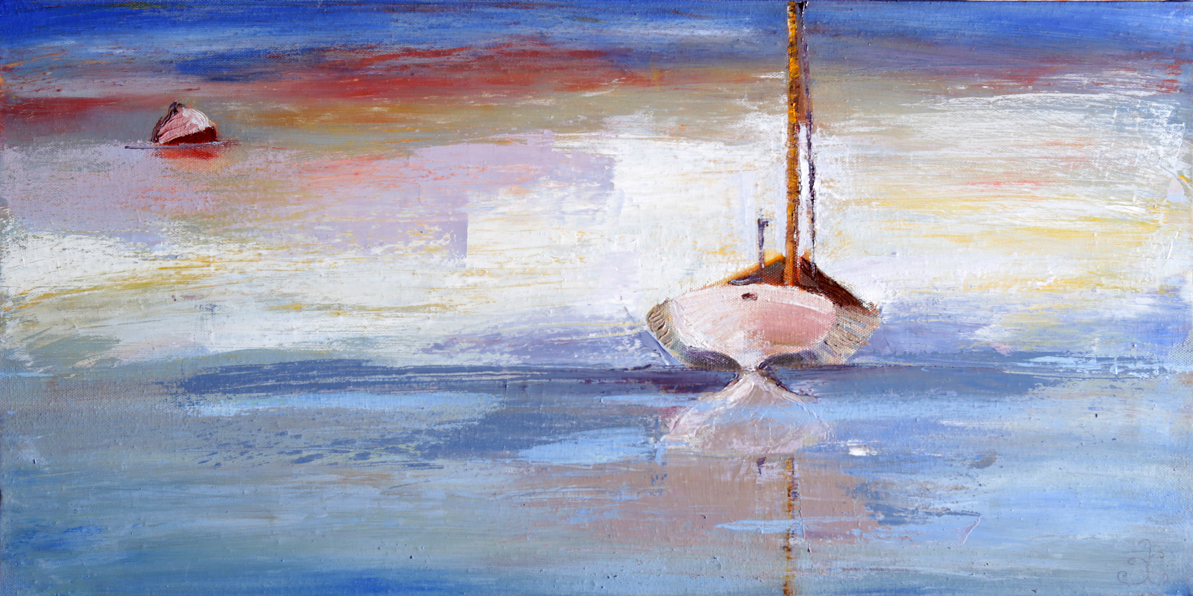 "Stillness II" 12x24, oil on canvas, framed