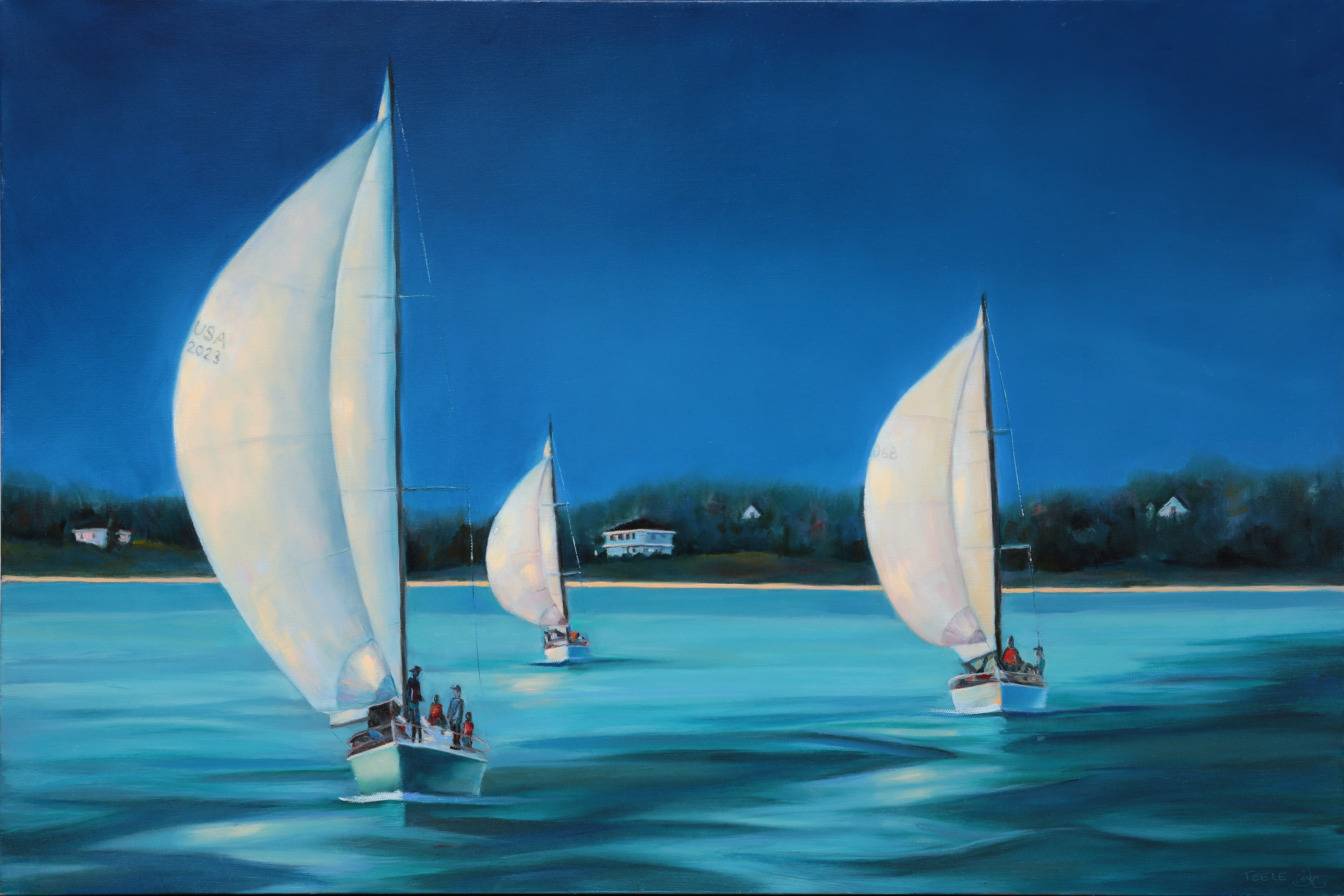 "3 Gennakers Revisited" 24x36 oil on canvas