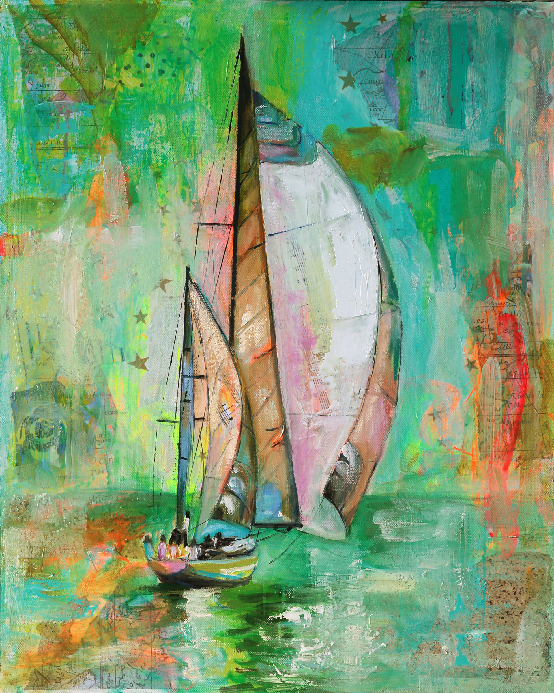 "Between the Wind and Wonder" 16x20, Mixed Media