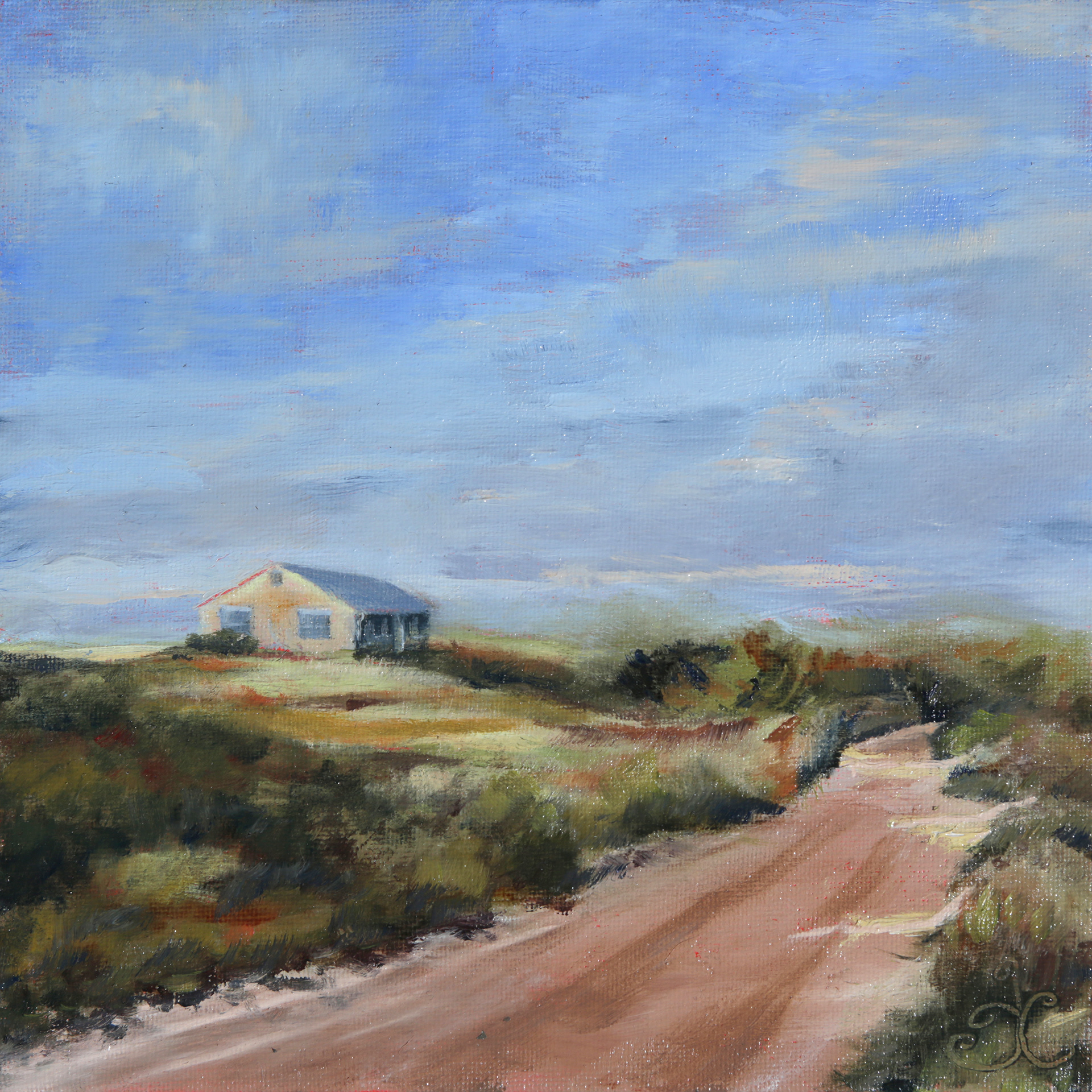 "Sunlight Coming" 8x8, framed, oil