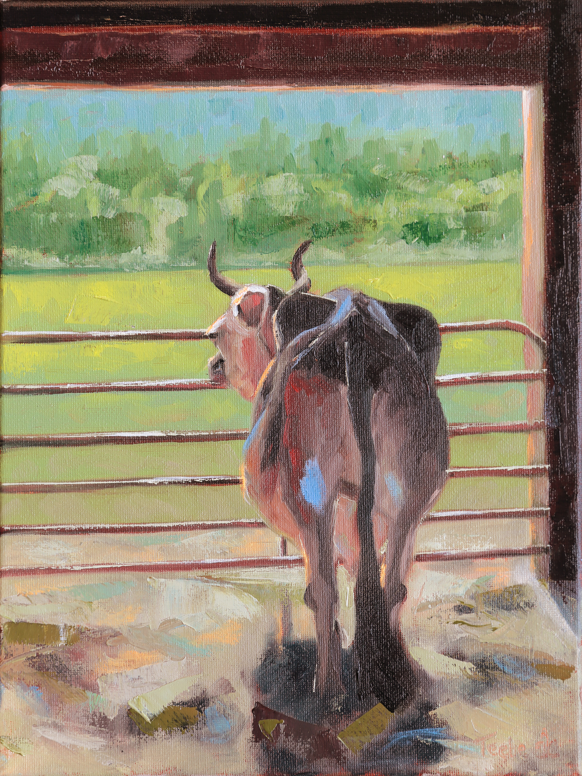 I Really Like it Here, 9x12 oil on canvas, framed