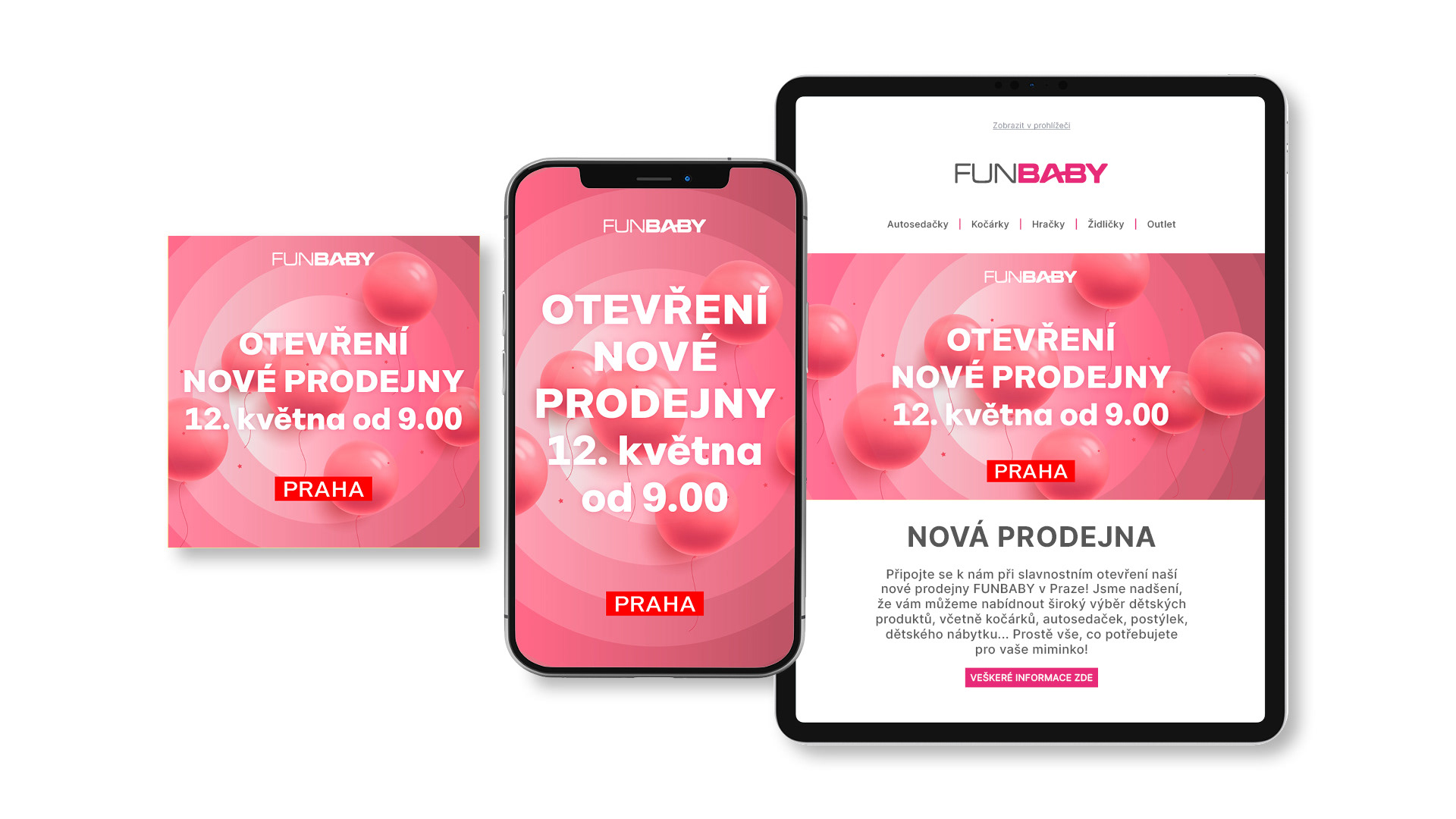 Bannery na Otevření prodejny FUNBABY v Praze