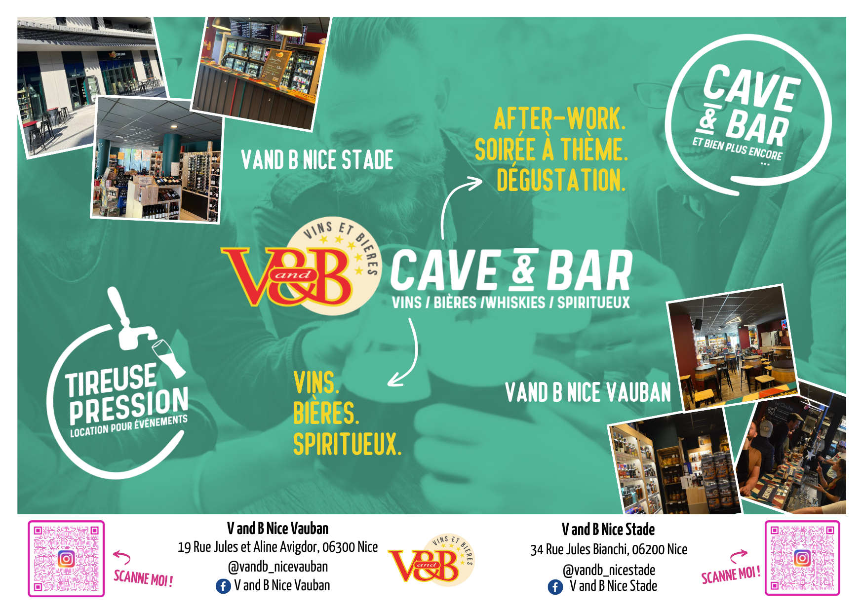 Flyer - réalisé pour le bar V and B à Nice