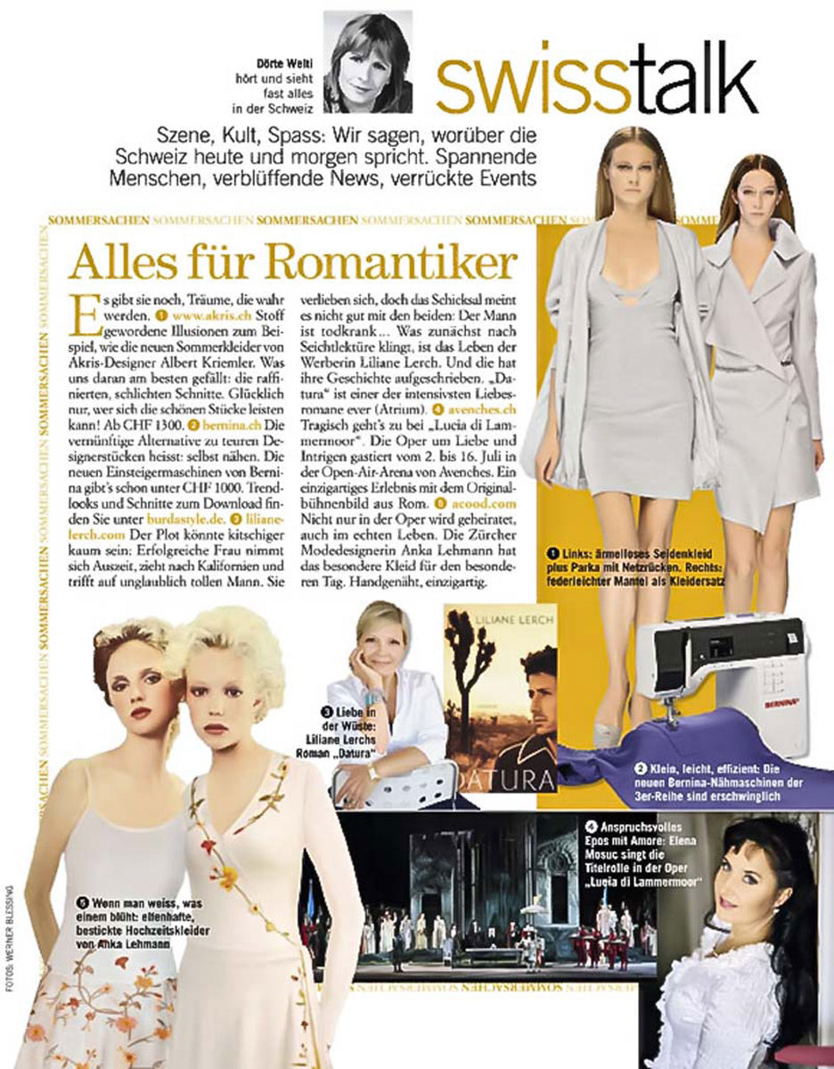 Pressebericht über Acood Brautkleider mit bunten floralen Details im Freundin Magazin.