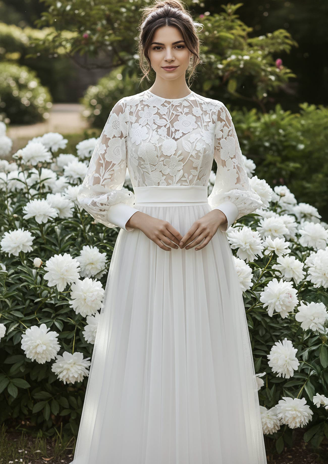 Mix & Match Oberteil bestickt mit weissen Blumen