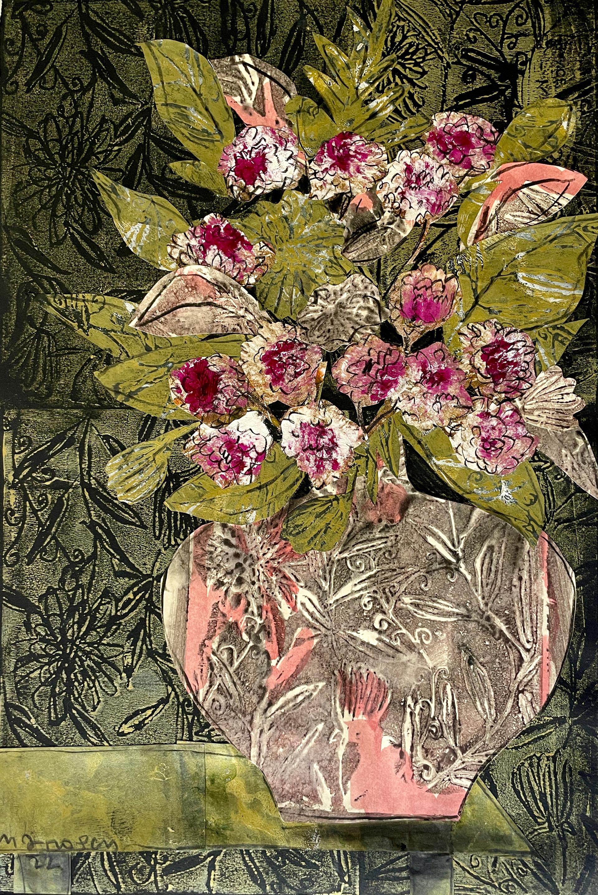 Flower Upon Flower Upon Flower 18 x 24 collage, 2022 $1,800