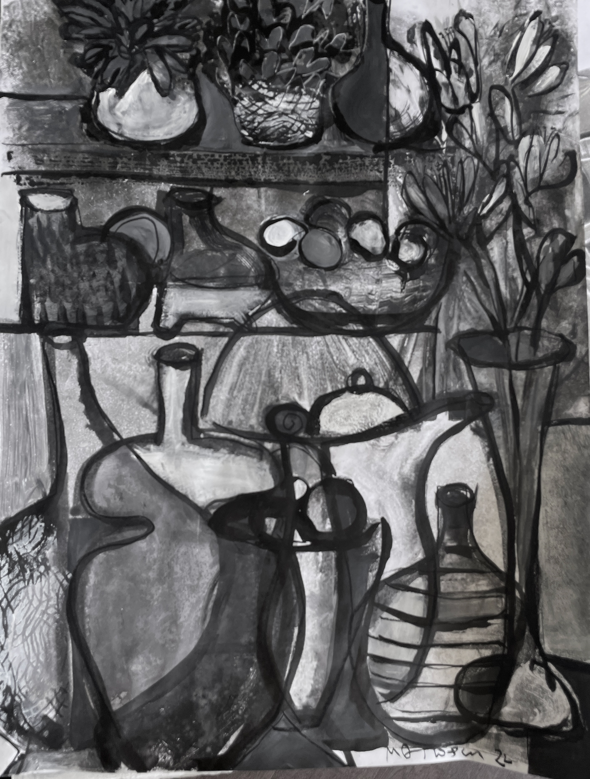 A Nook or Cranny (Possibly Both) 18 x 24 monotype with Sumi-e ink, 2022 $1,800