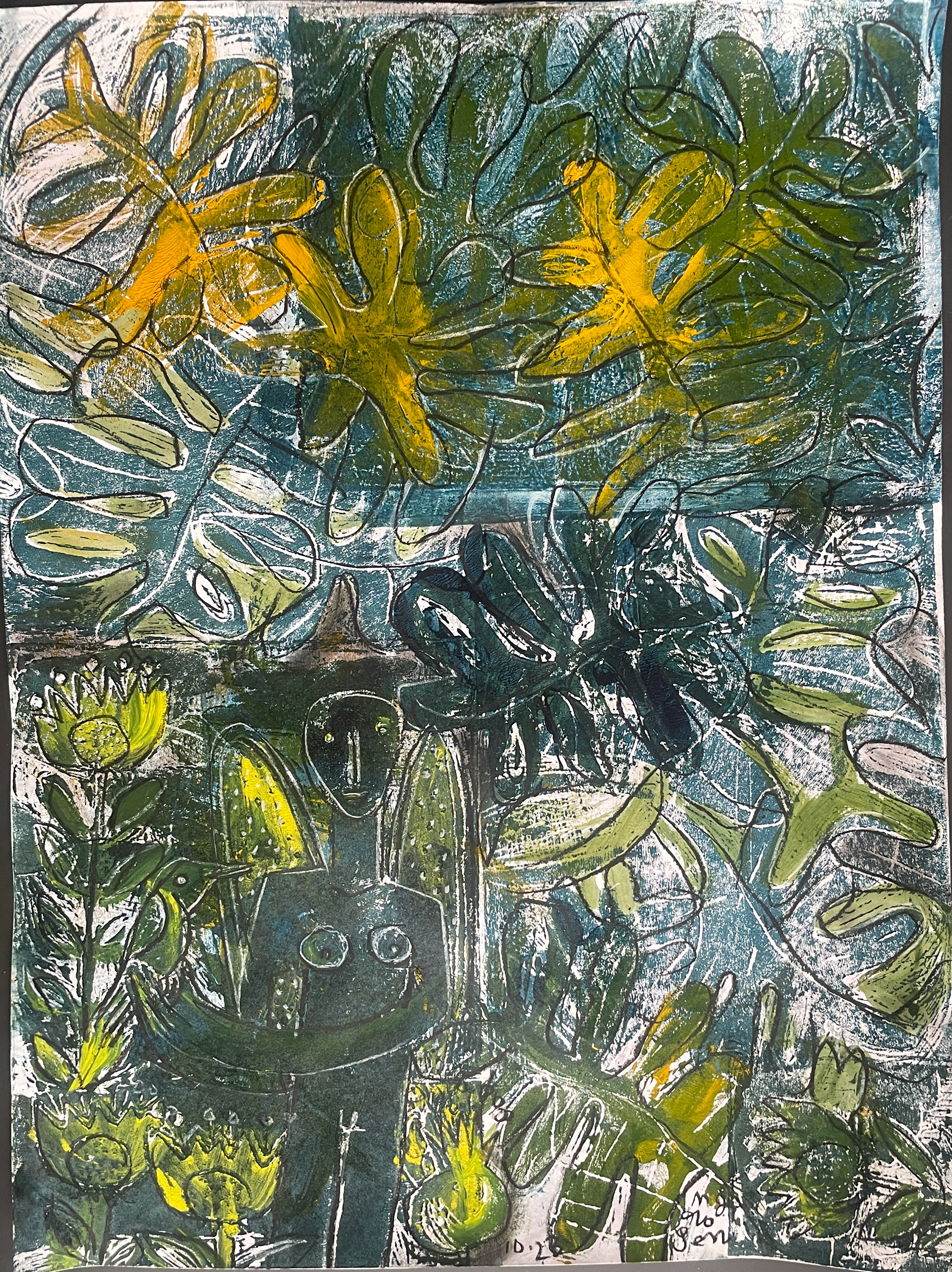 Angel in a Jungle of Things / 15 x 22 Monotype, $1,400
