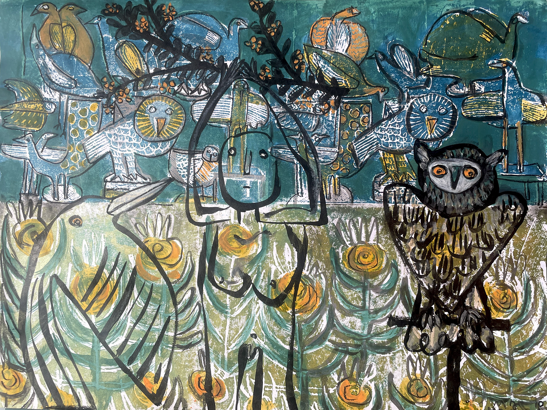 Aviary with Benevolent Attendant / 24 x 18 / Framed, $1,800