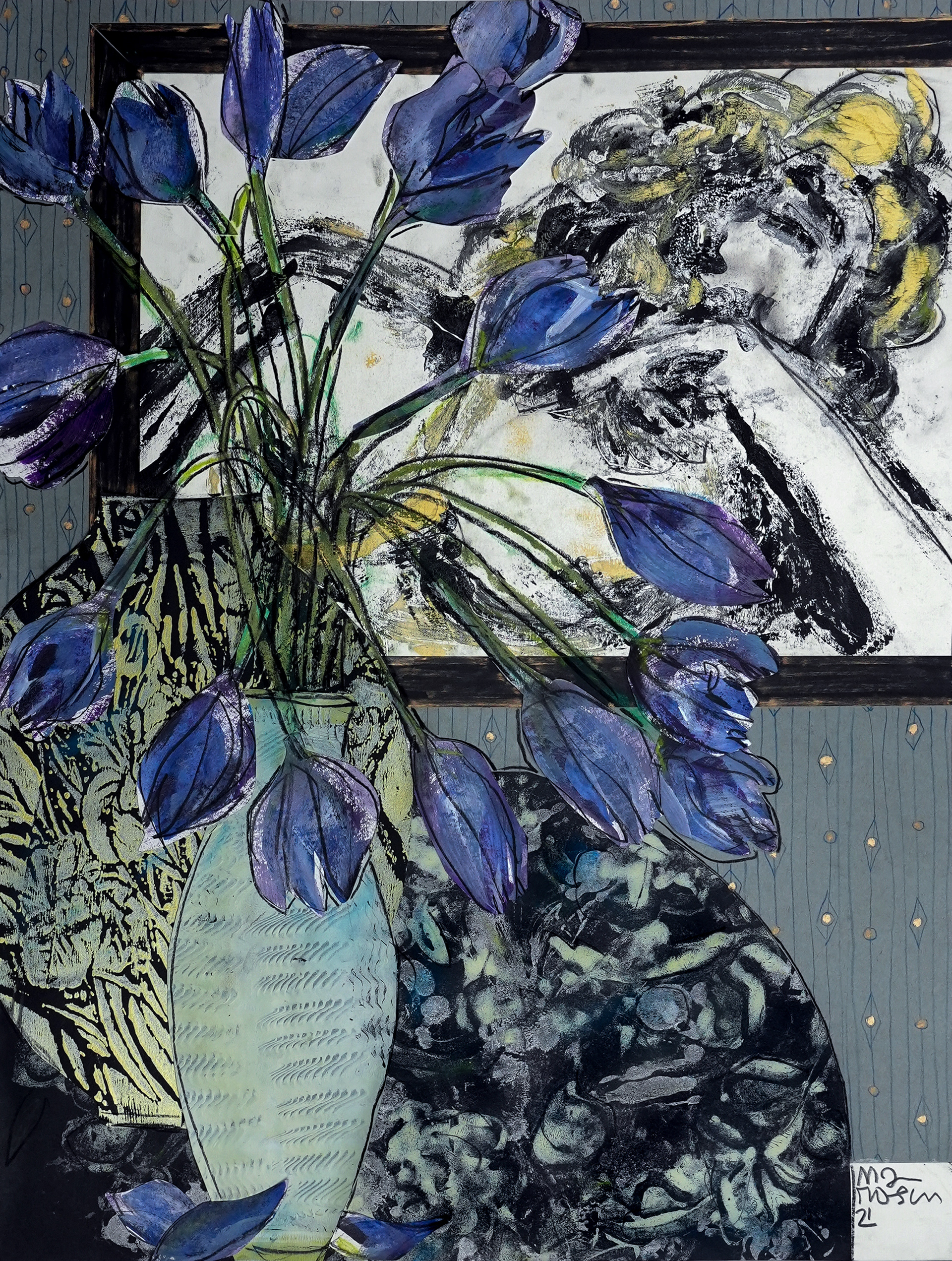 "A Fleeting Performance of Egyptian-Blue Tulips" SOLD