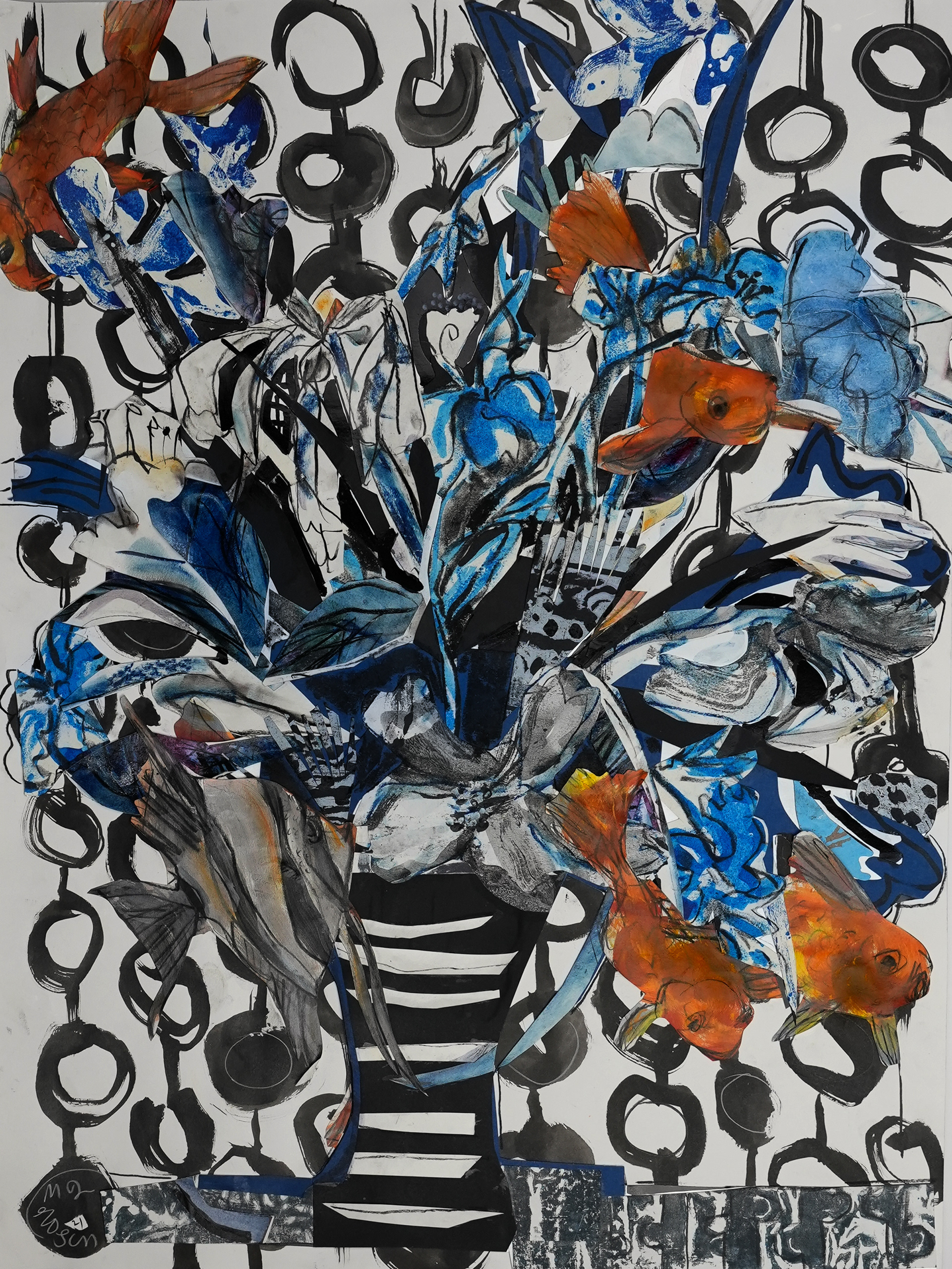 "Striped Vase with Passing Goldfish"