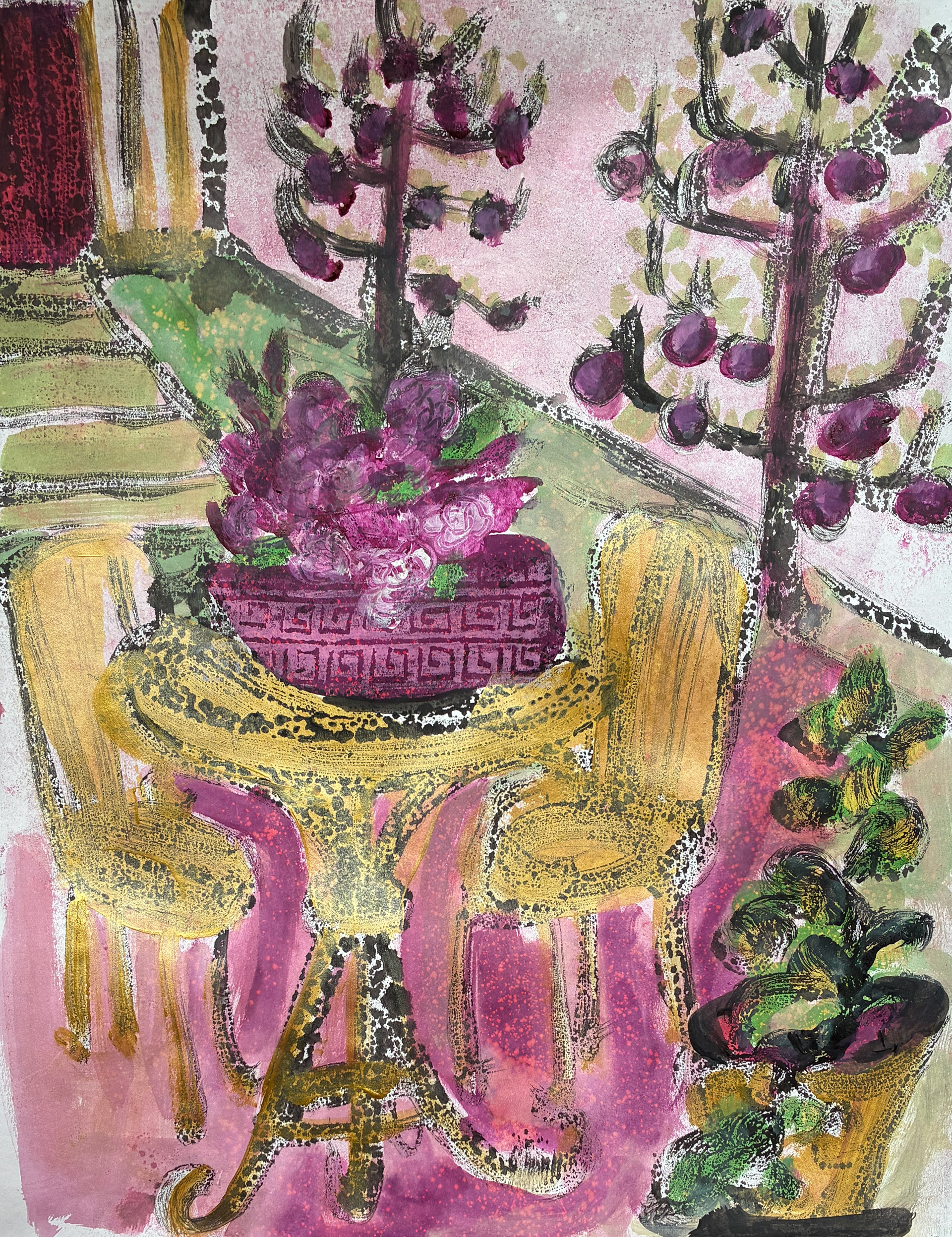 Garden with Espaliered Pomegranates / 15 x 22 / $1,200