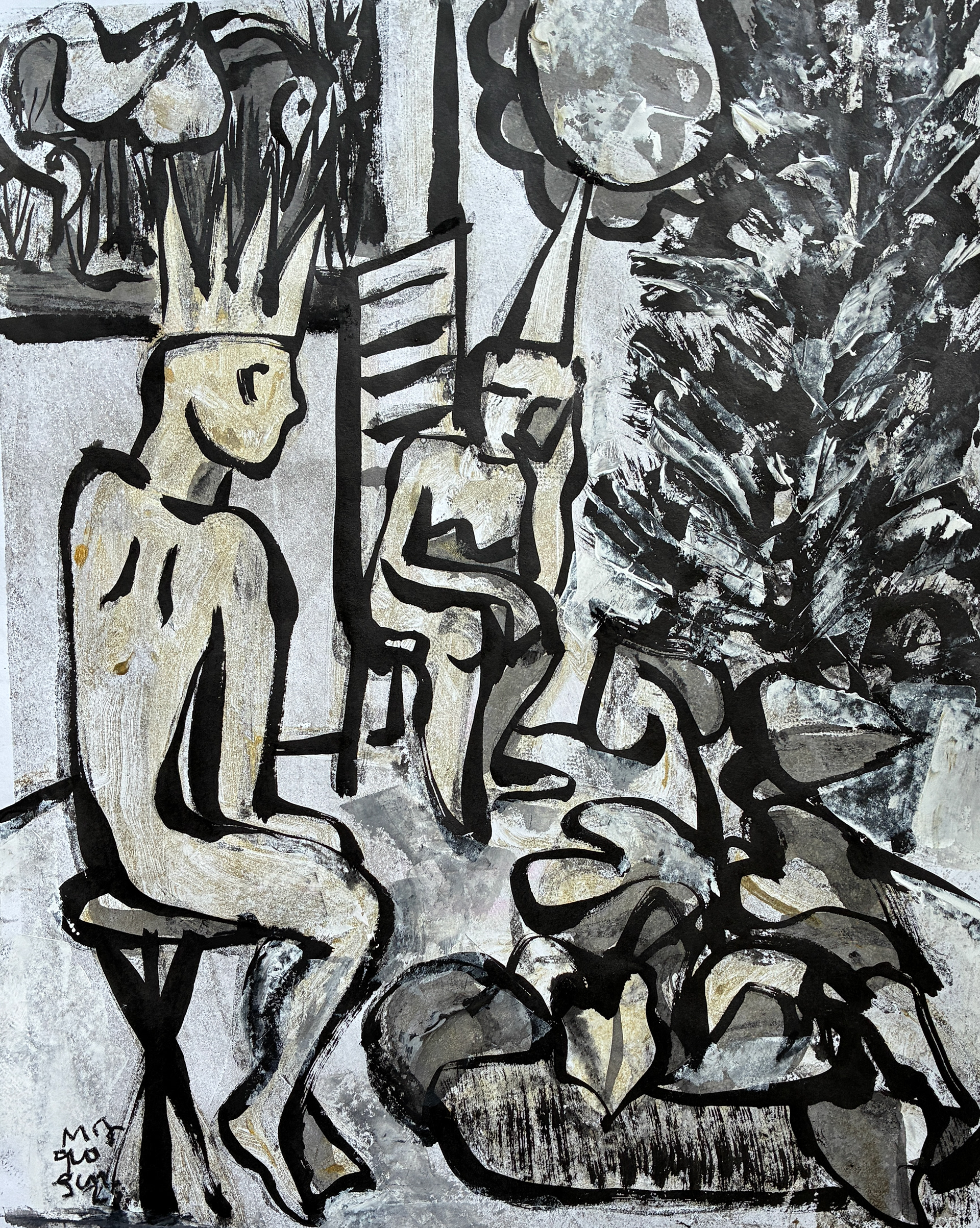 Two Figures Contemplating Something / 16 x 22 / $1,200
