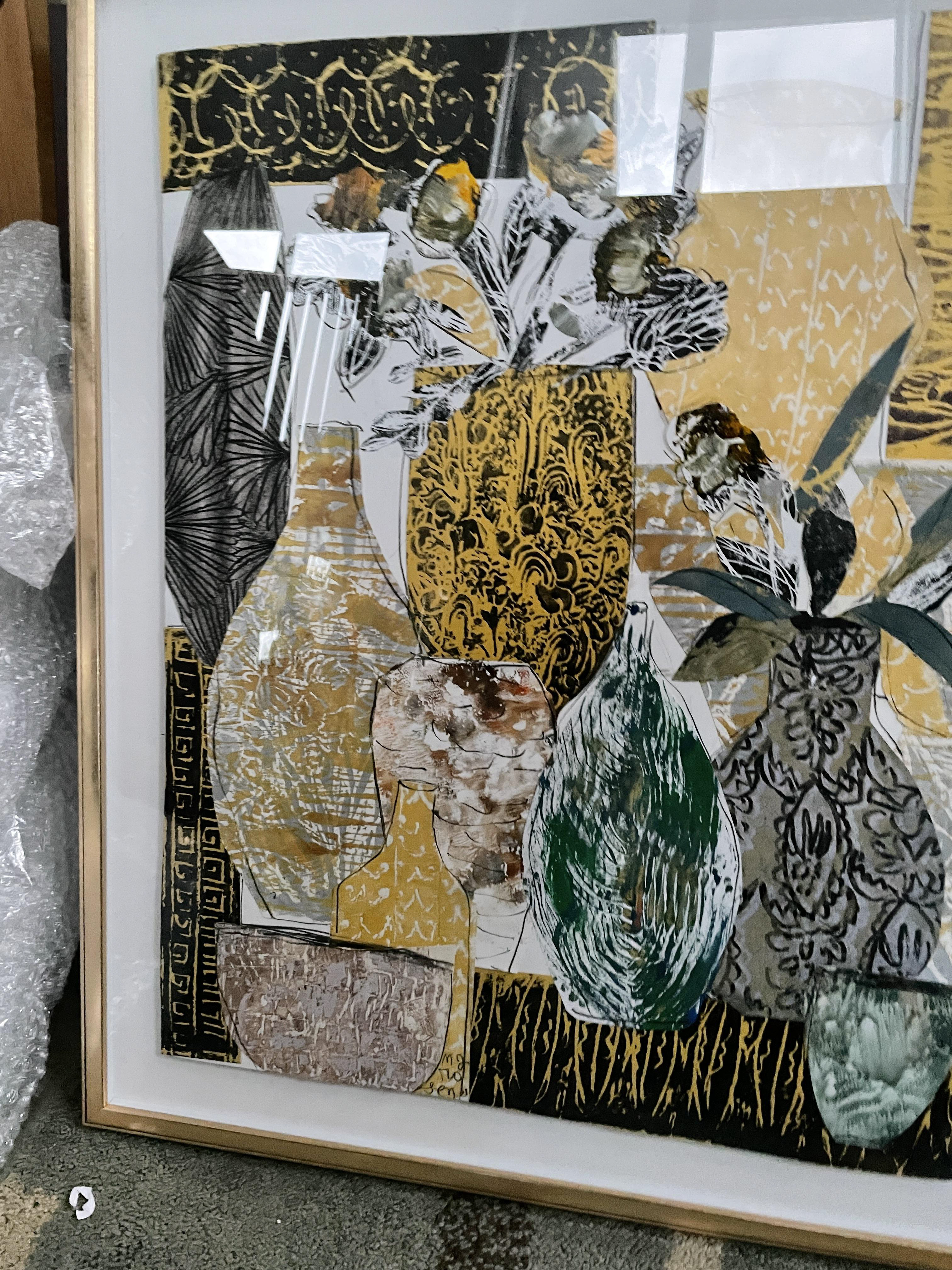Coterie of Yellow Vessels 18 x 24, collage, 2022 $2,000