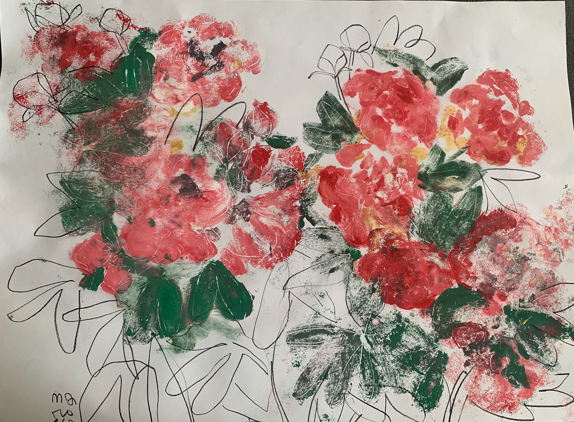 71 / Peony Monoprint / 18 x 24 / $650