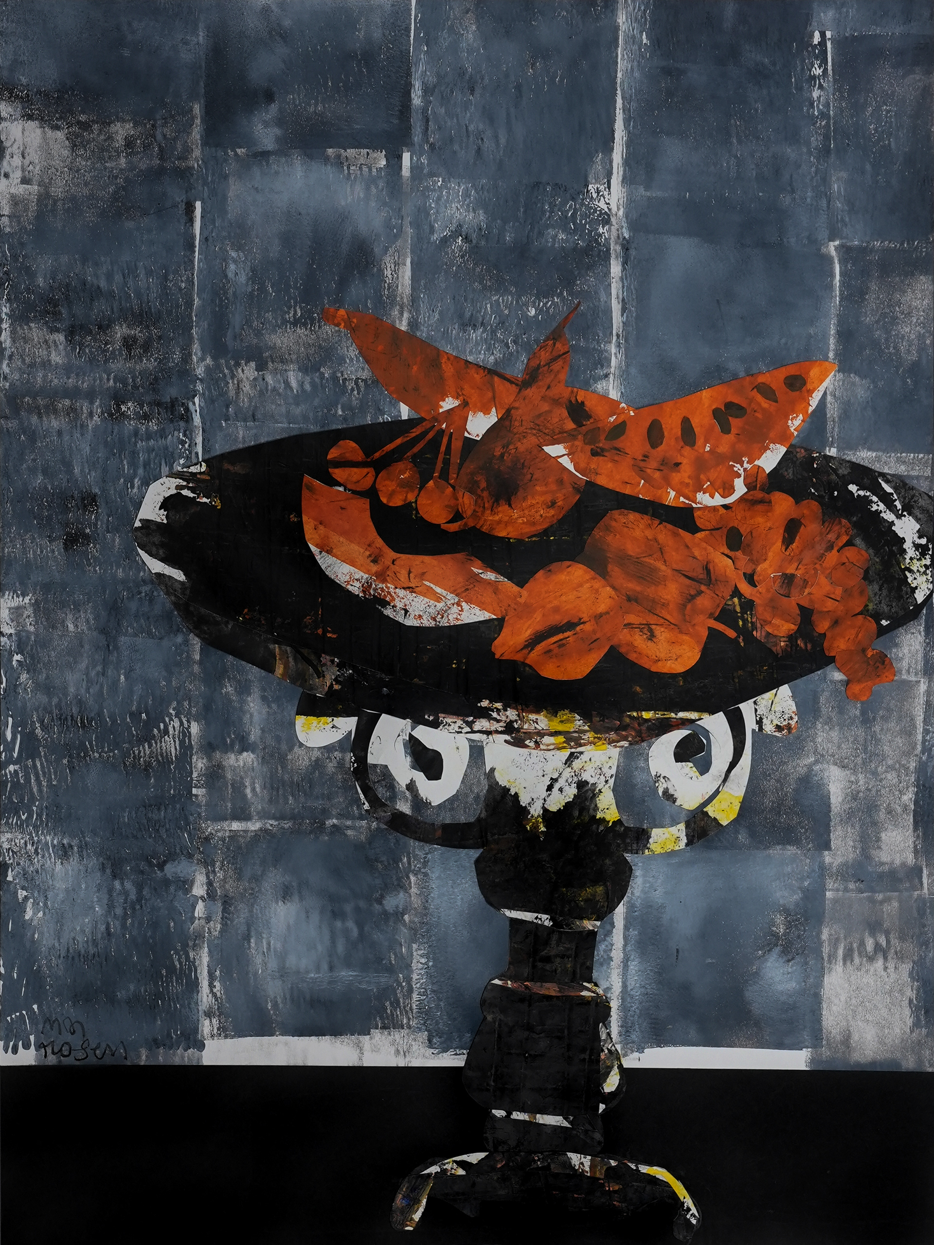 "Feast for Tantalus: Pedestal Table with Ceramic Fruit" SOLD