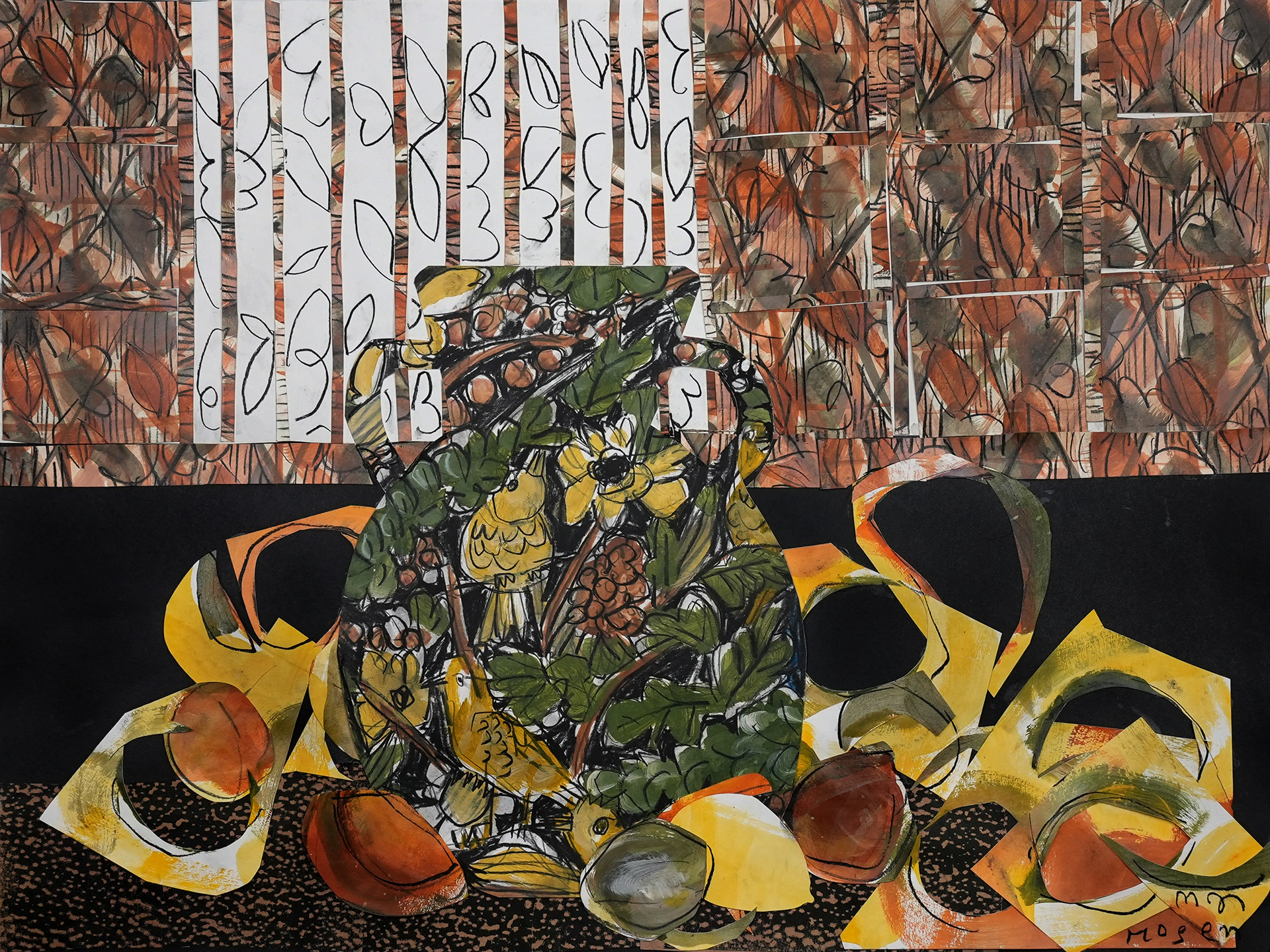 "Vase with Birds, Lemons, Limes, and Attention-Seeking Wallpaper"