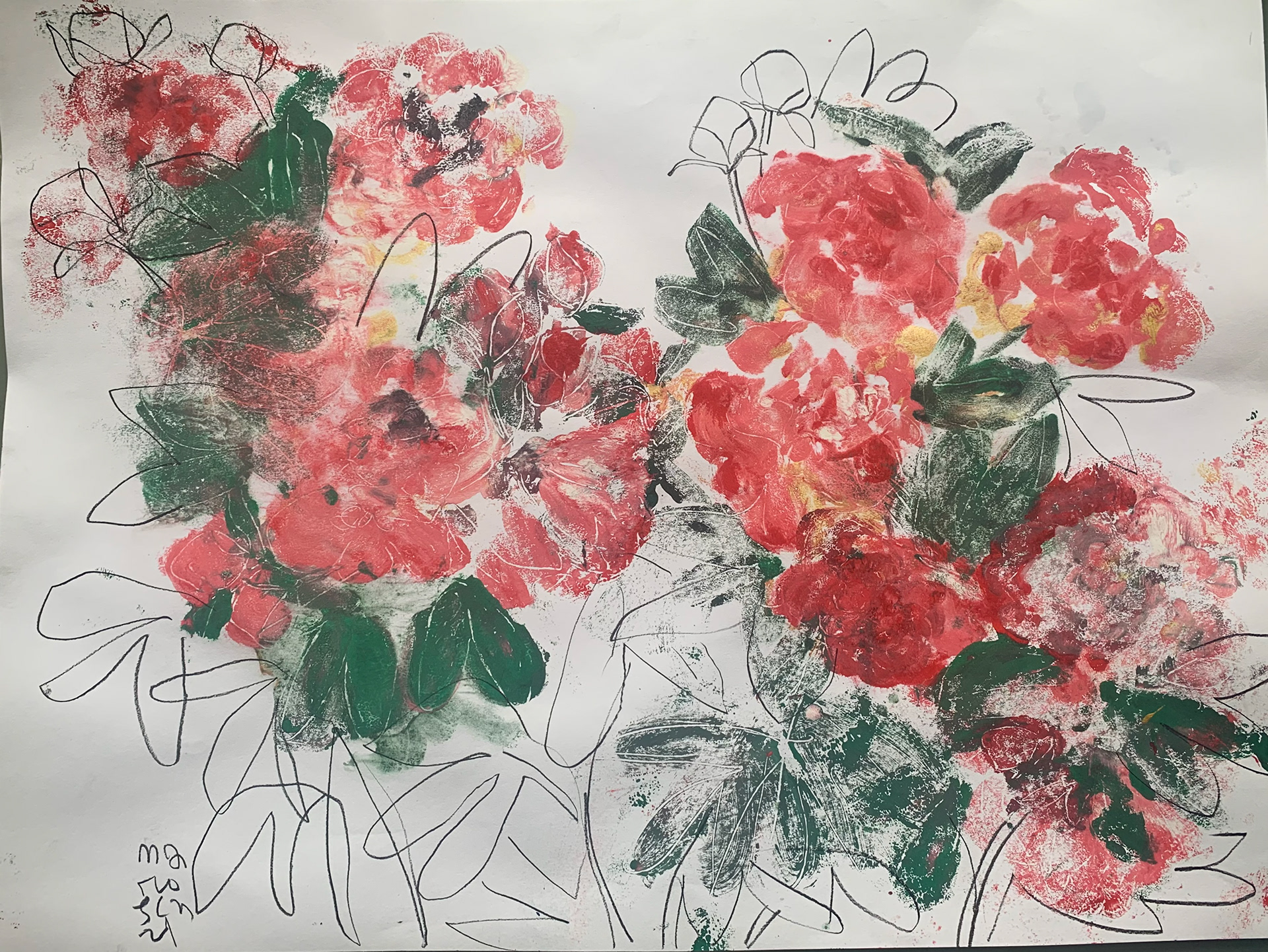 A Brandish of Peonies / 24 x 18 / Framed, $1,400