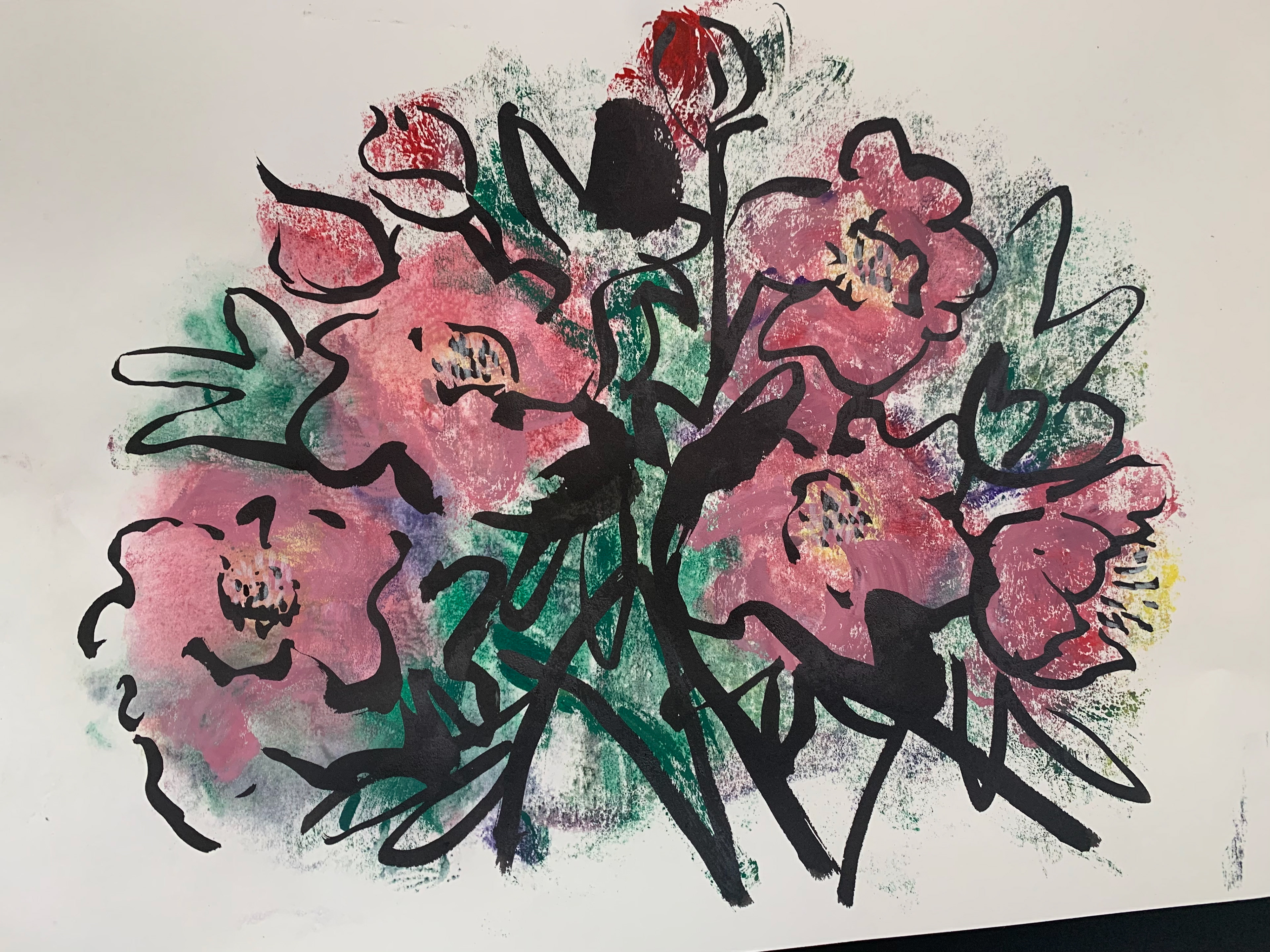18 / Tree Peonies, Sumi Brush, 11 x 17 / $400