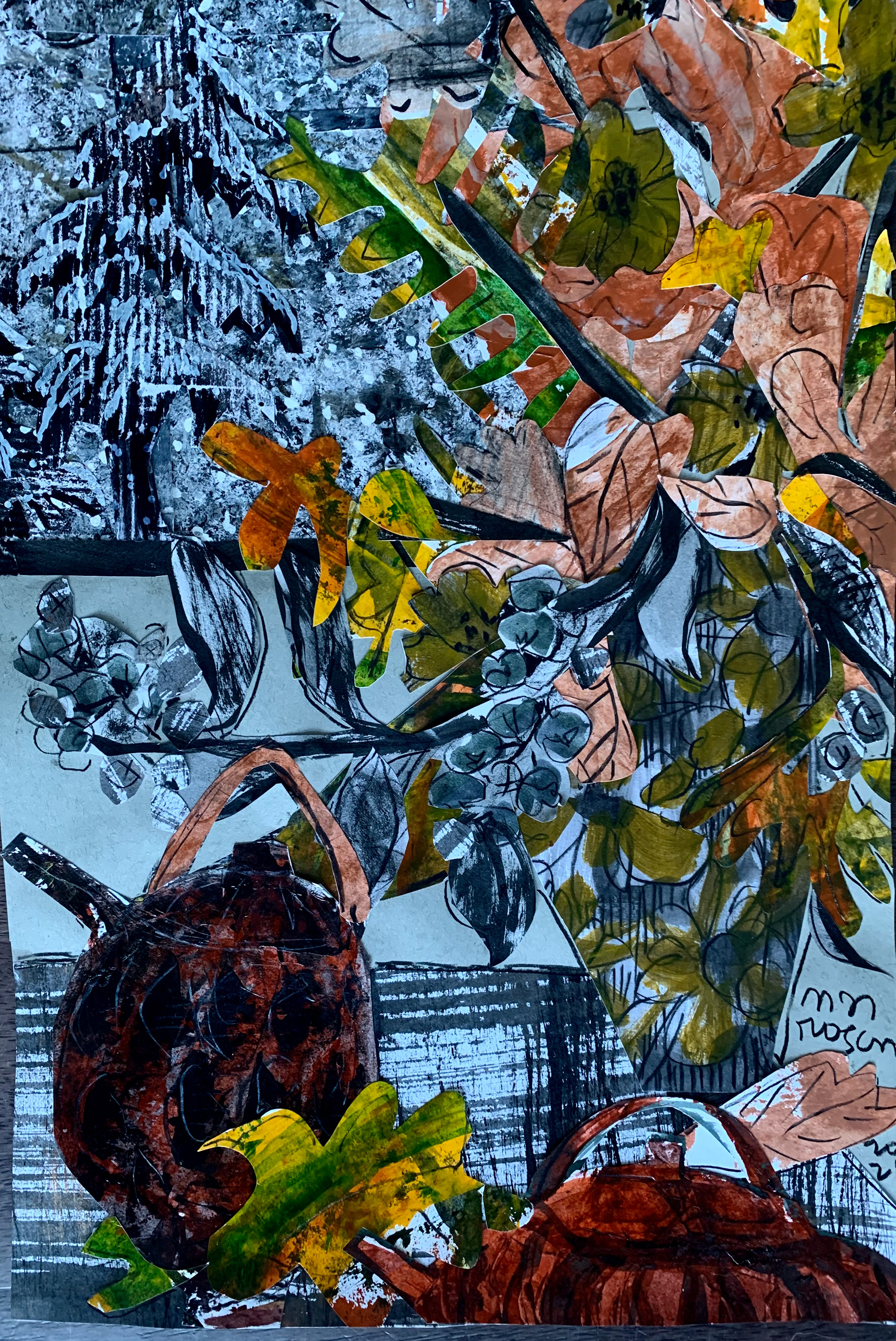 Collage 3 /Vase, flowers, snow, 11 x 16 / $750 SOLD