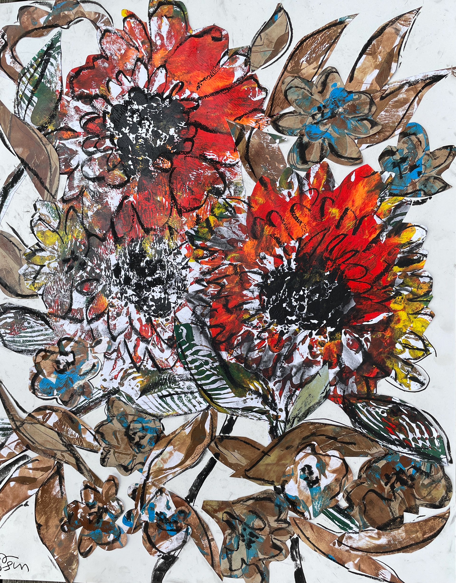 A Brandish of Sunflowers 18 x 24, collage, 2021 $1,800