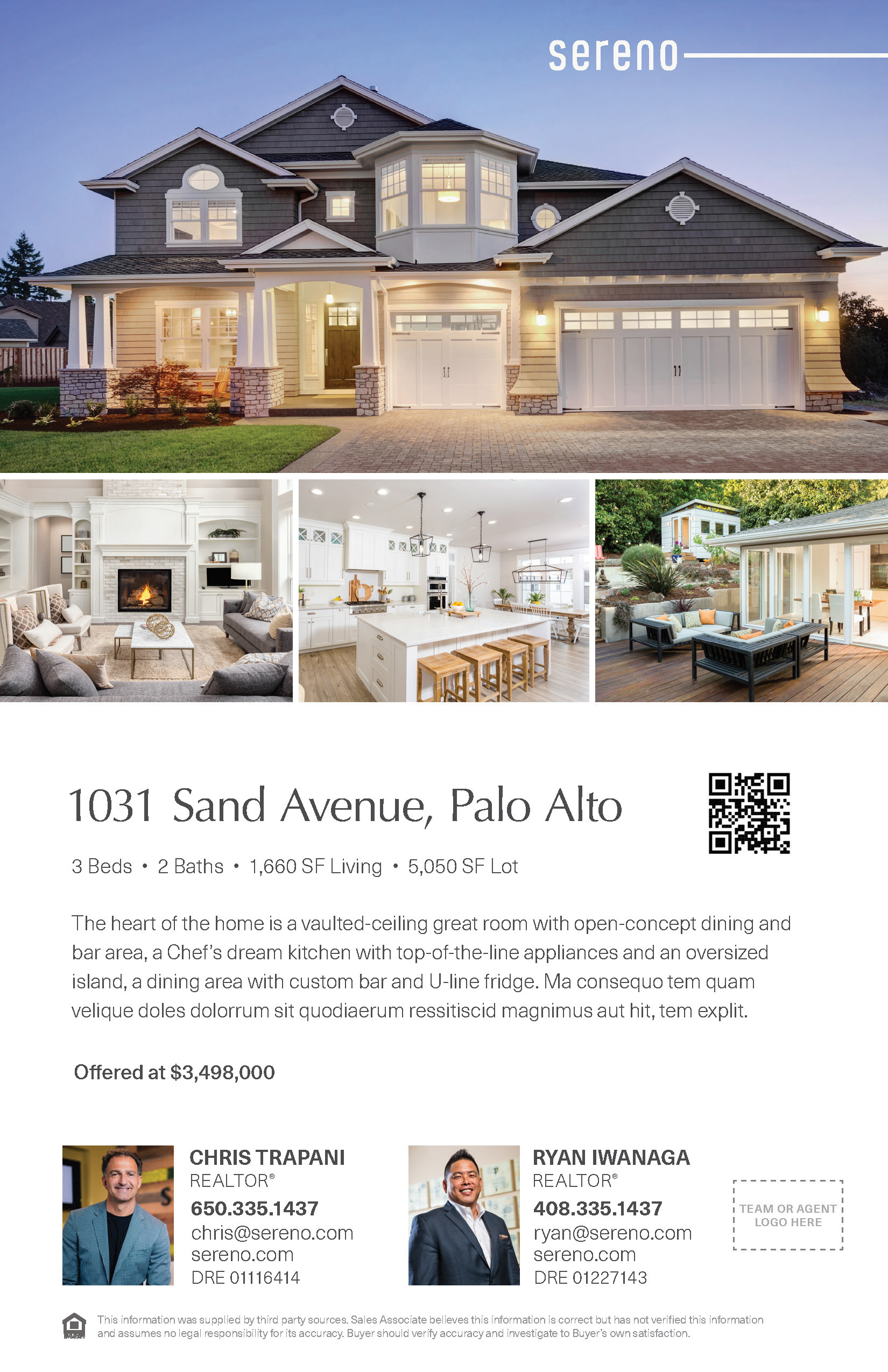 Half page single flyer + QR code to be inserted into an acrylic display on our Open House yard signs