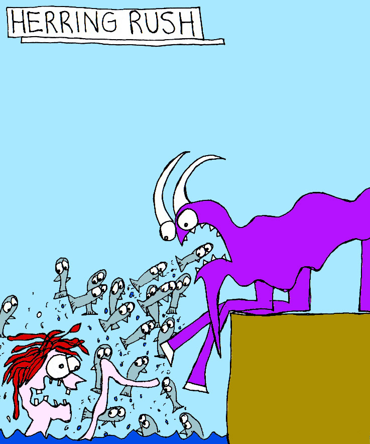 John's Commentary:  A naturally occurring symbiosis (note Morgan's tentacle-like arm for advanced herring manipulation).