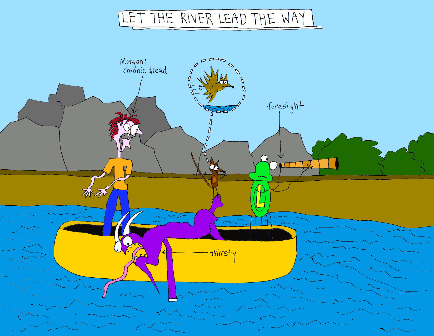 John's Commentary: The river is life....the boat is the vessel....the brain is the battle.