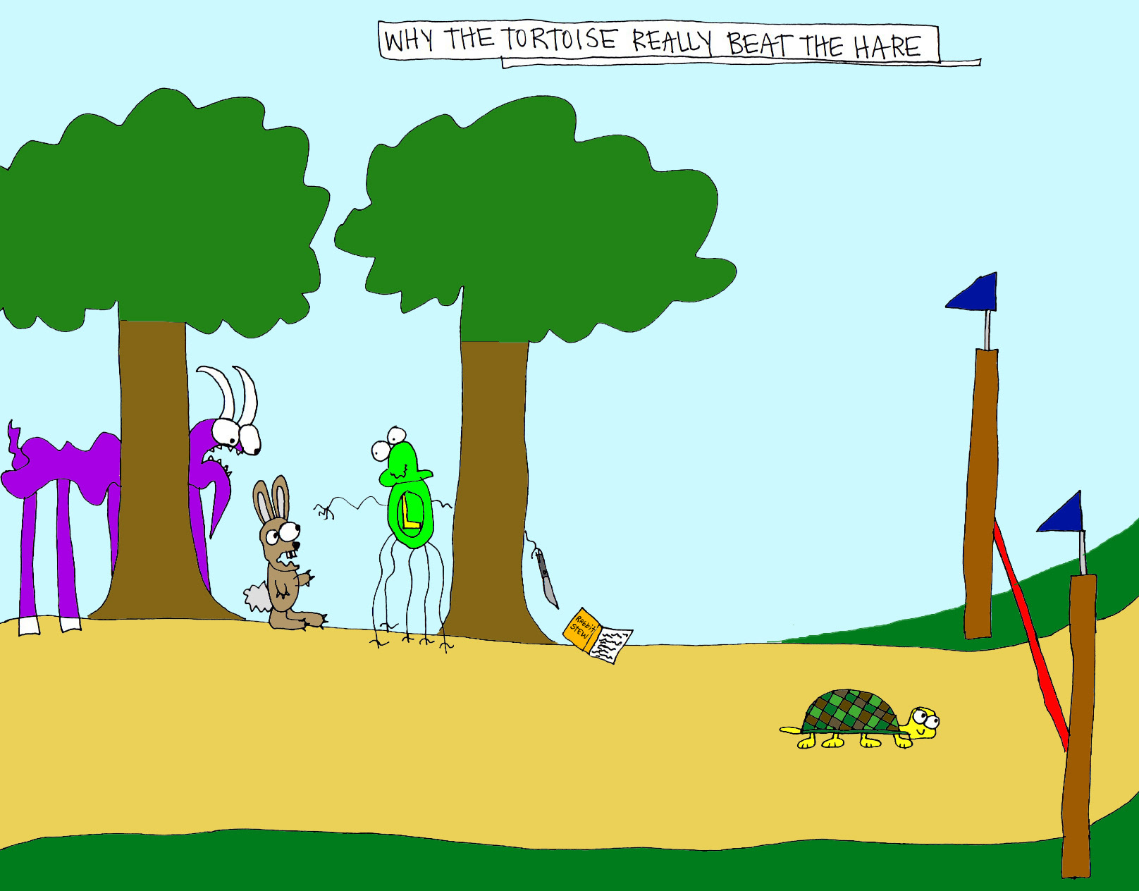 John's Commentary:  Its doesn't list "violence" in the recipe for rabbit stew, but we know its the first ingredient.