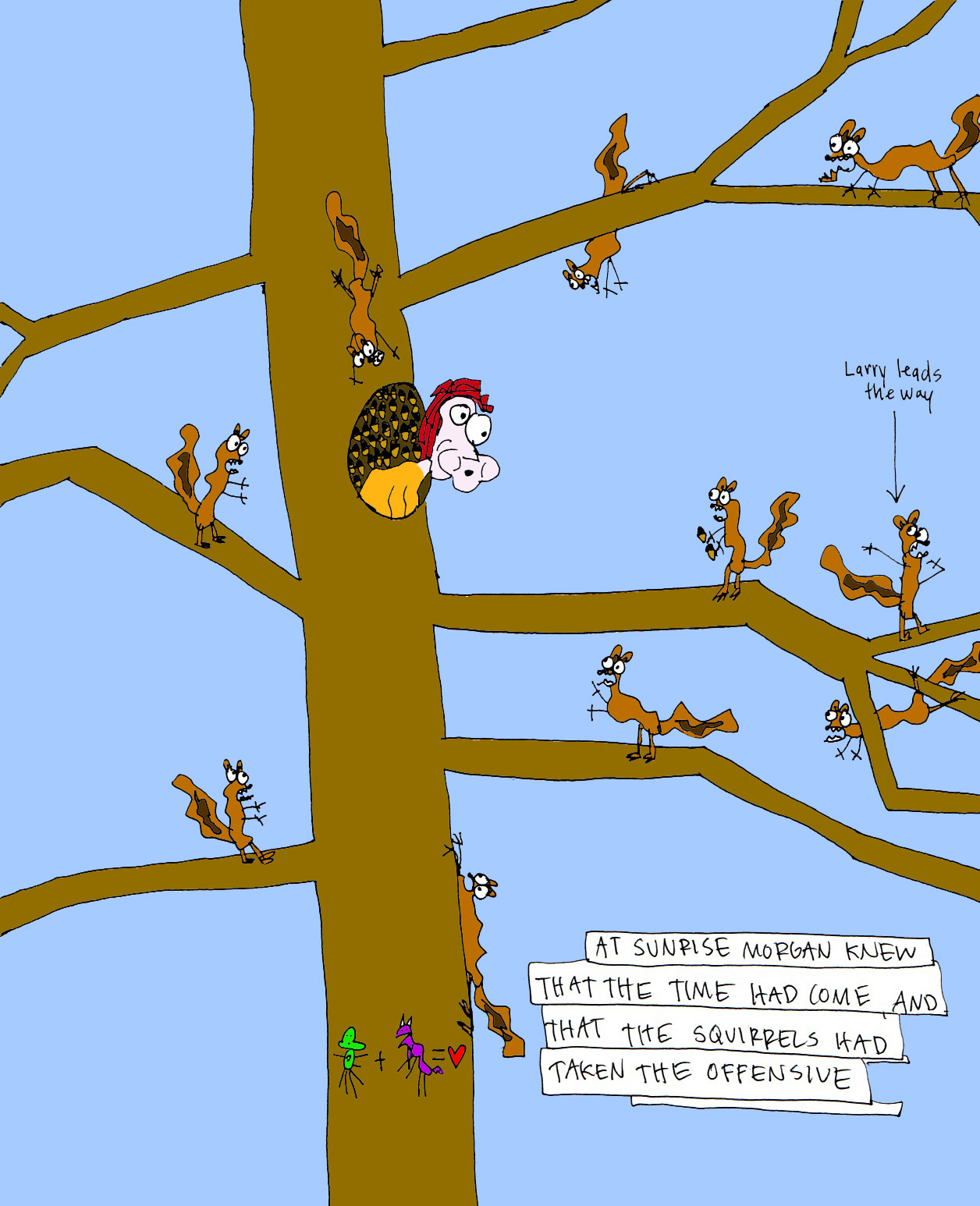 John's Commentary: Larry's battle plan involves flanking, psych-outs, and vicious face scratching.