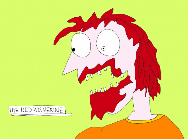 John's Commentary: The red fur sprouts and spreads its animal fibers throughout his human nerves.