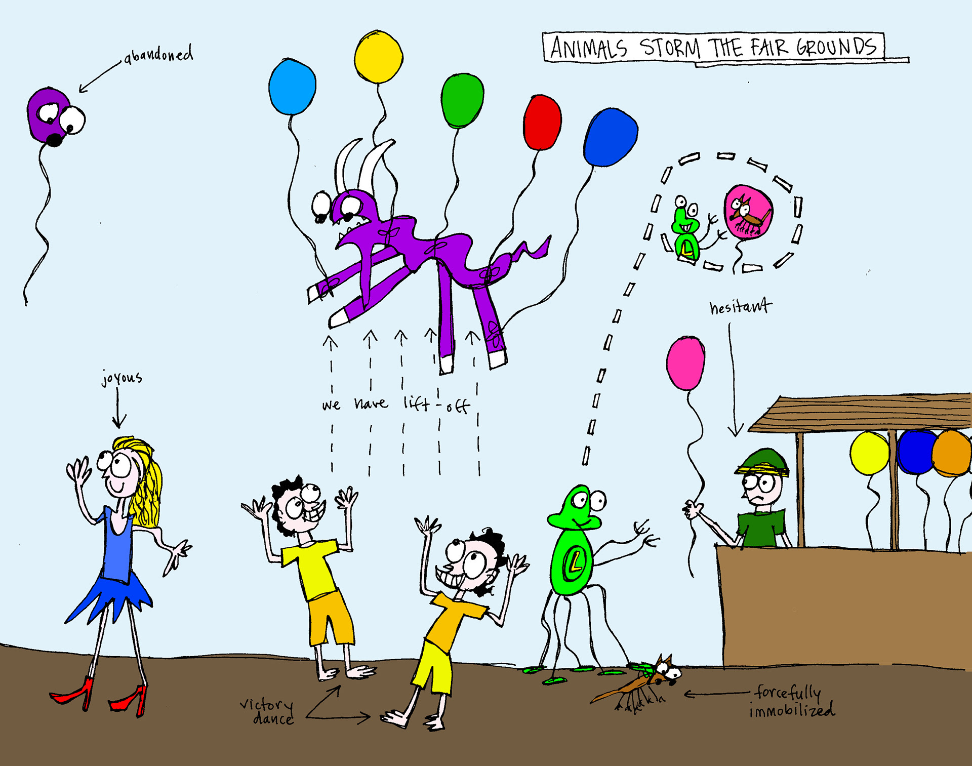 John's Commentary: Balloons = acceptable weapons for children (and animals with human-like abilities).