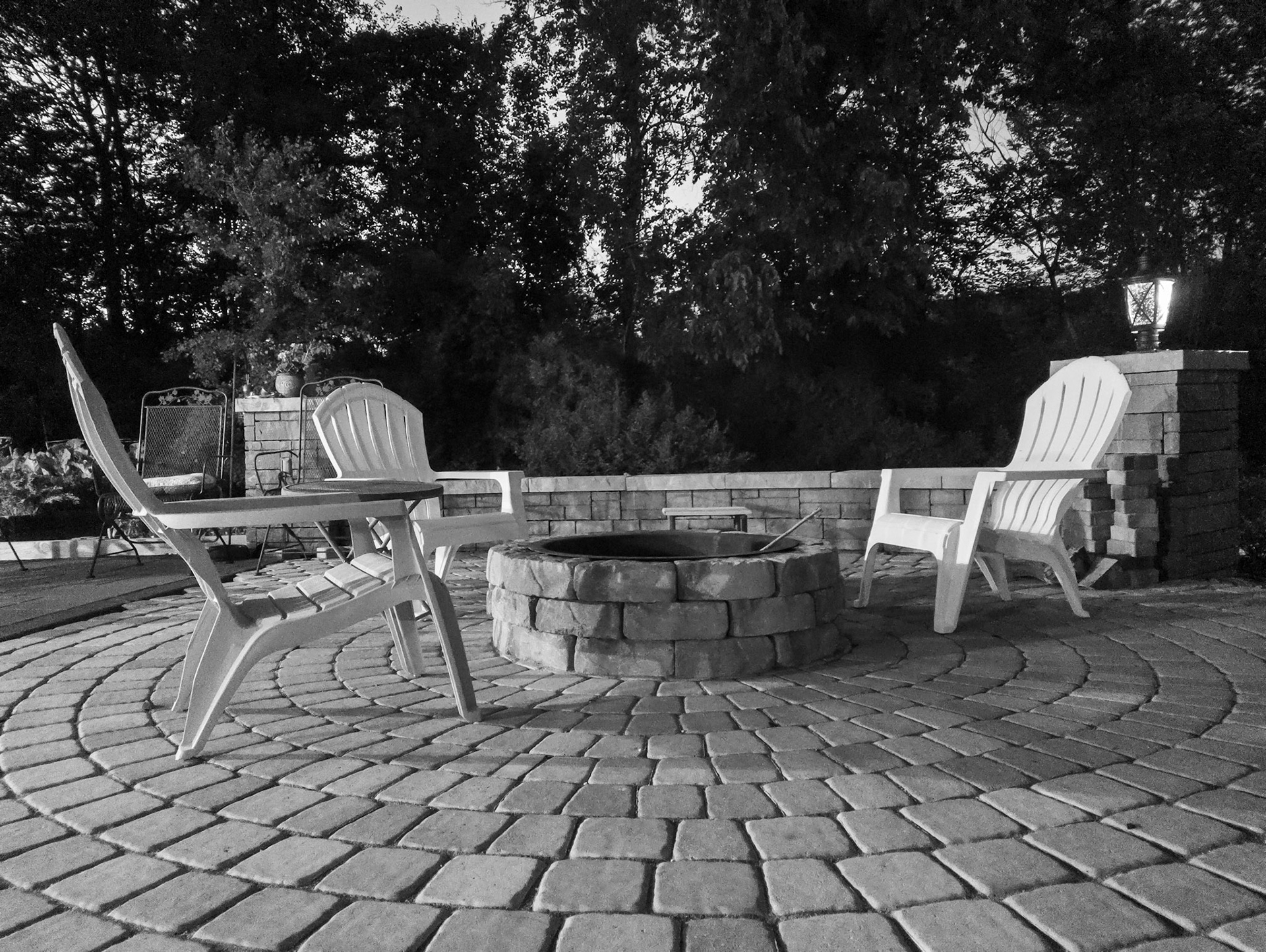 Incident light photograph of my newly built patio and firepit.