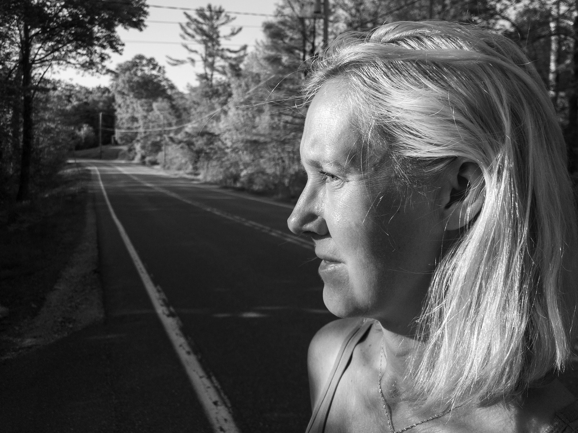 Joanne Smith in fron of her home in Bedford, NH